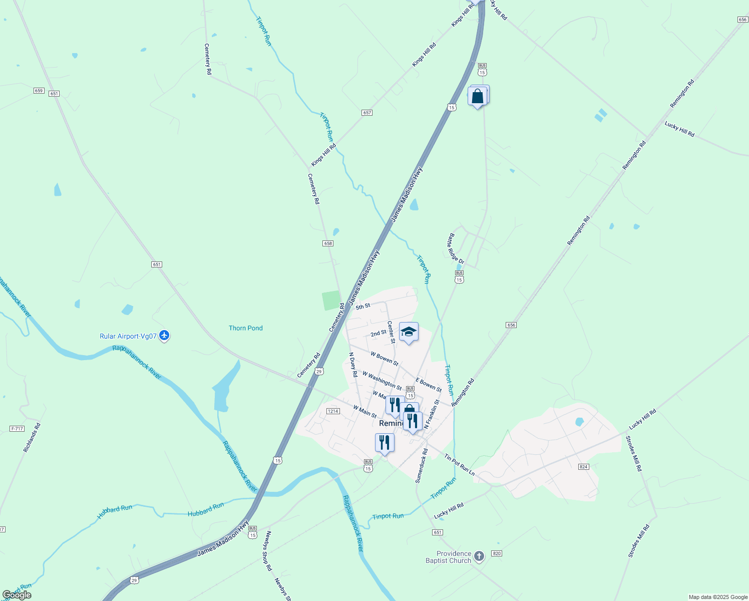 map of restaurants, bars, coffee shops, grocery stores, and more near 7262 5th St in Remington