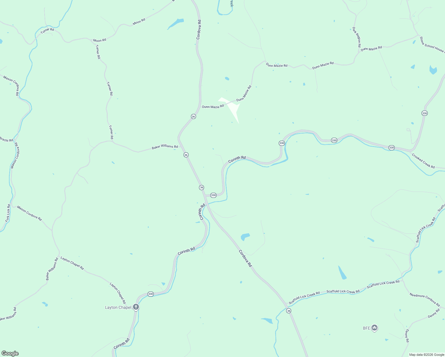 map of restaurants, bars, coffee shops, grocery stores, and more near 5630 Corinth Road in Berry