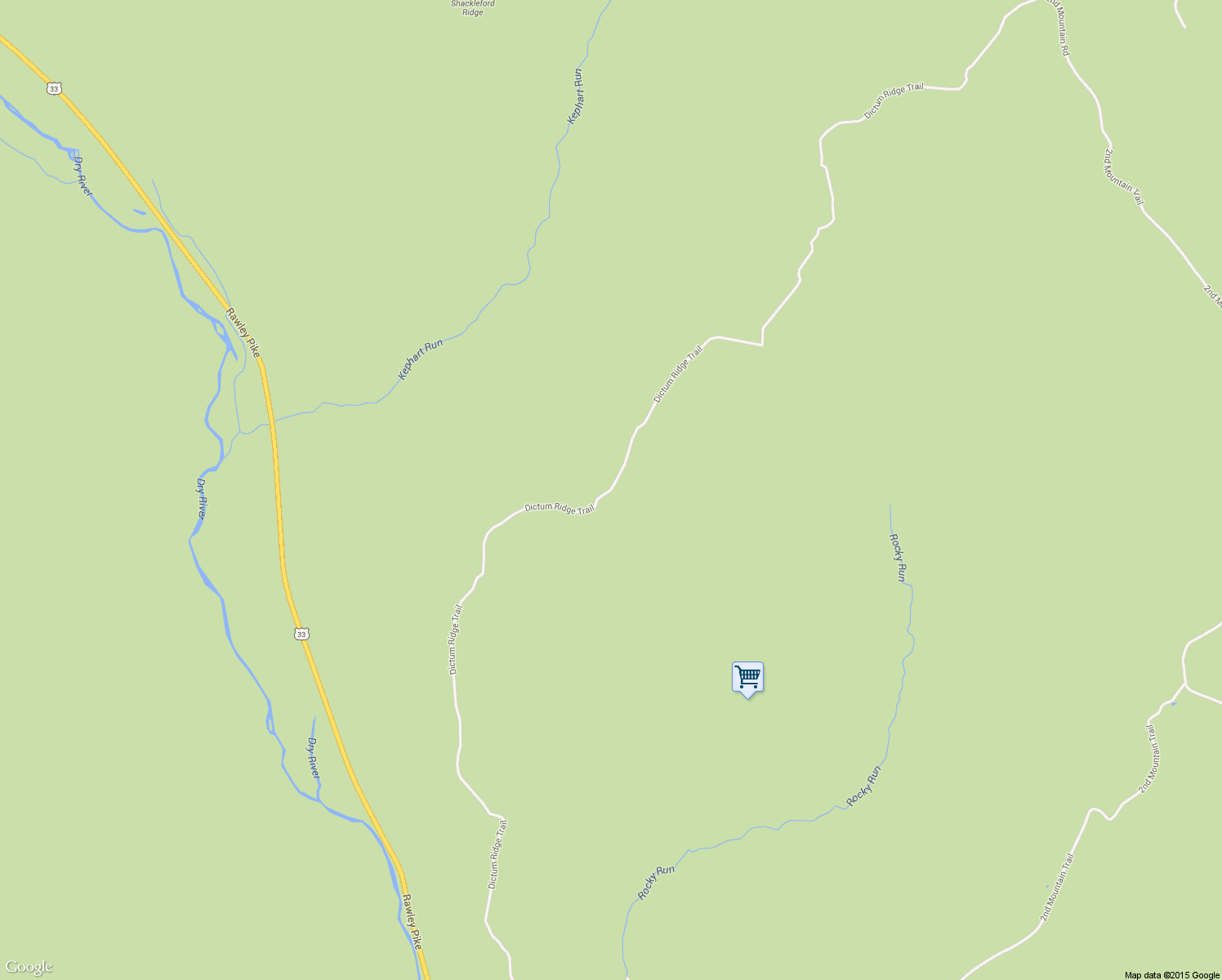 map of restaurants, bars, coffee shops, grocery stores, and more near Dictum Ridge Trail in Hinton