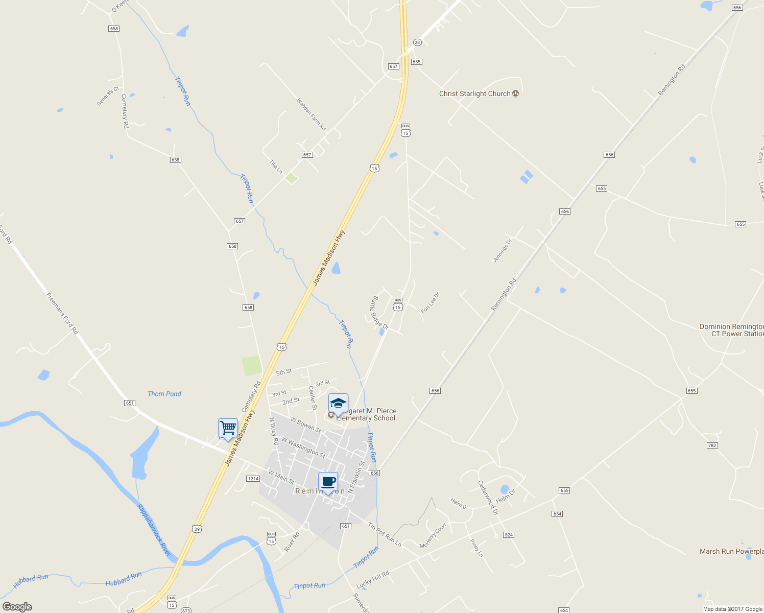 map of restaurants, bars, coffee shops, grocery stores, and more near 11692 Fort Union Drive in Remington