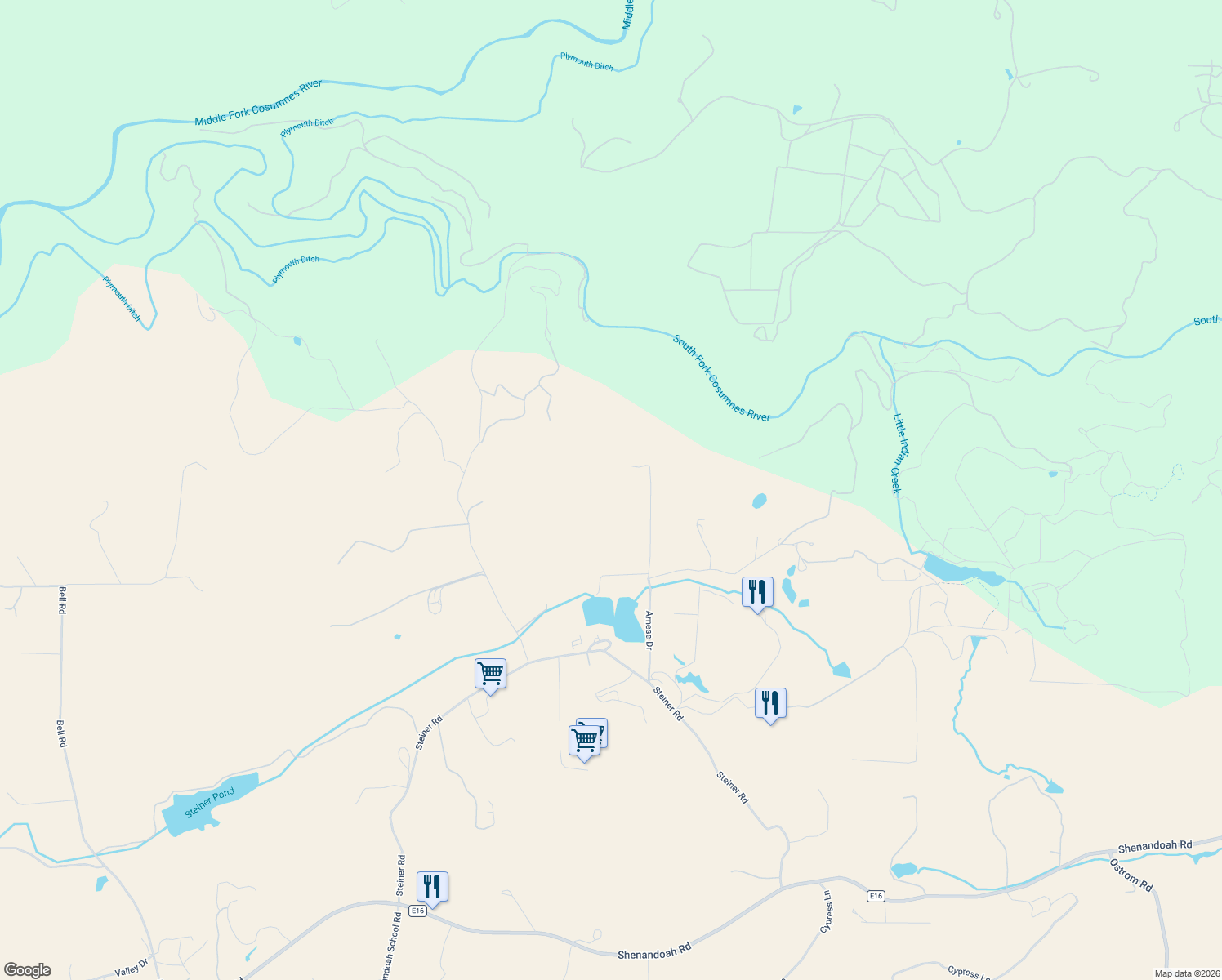 map of restaurants, bars, coffee shops, grocery stores, and more near 12551 Steiner Road in Plymouth