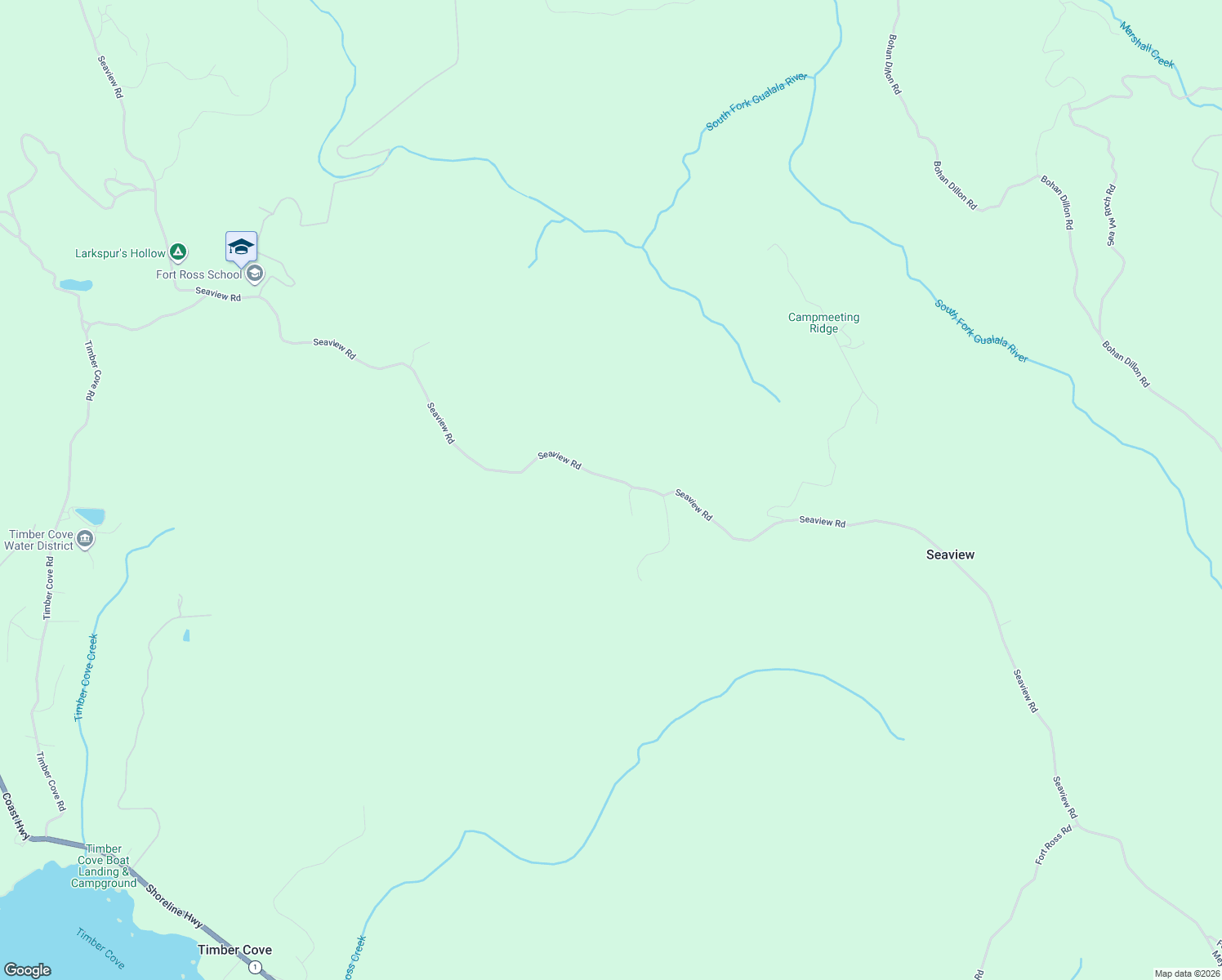 map of restaurants, bars, coffee shops, grocery stores, and more near 28955 Seaview Road in Cazadero