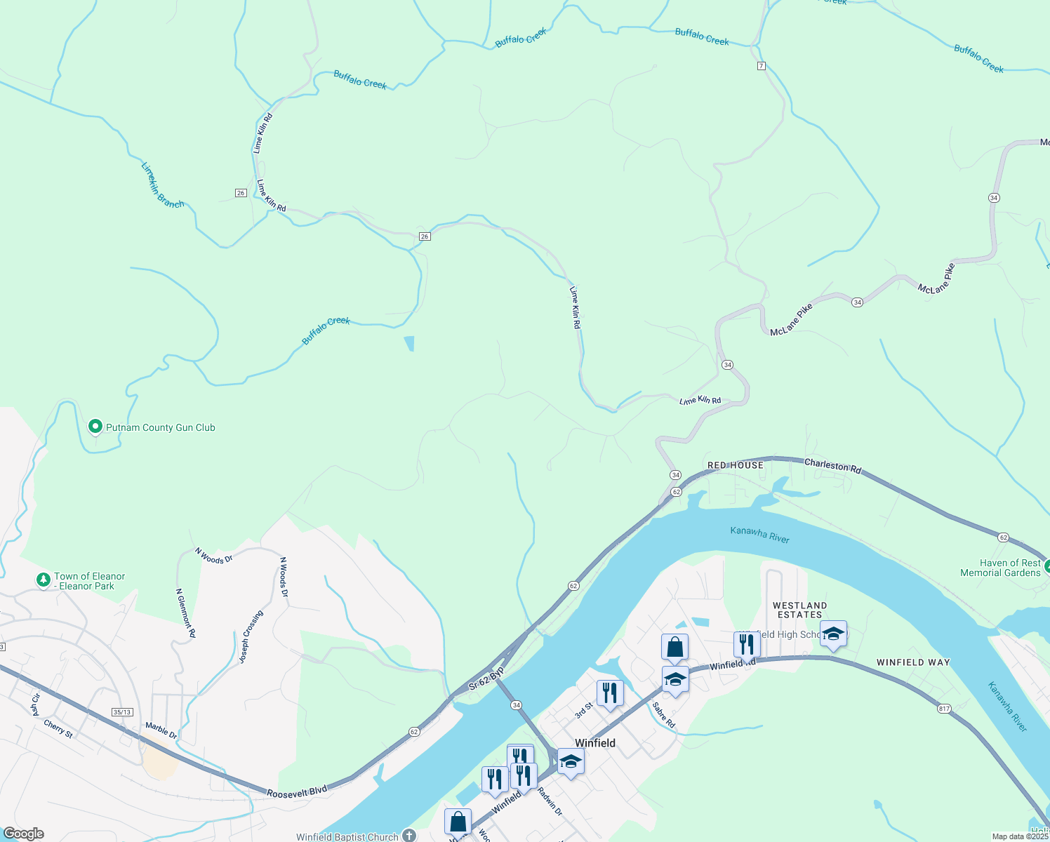 map of restaurants, bars, coffee shops, grocery stores, and more near 75 Acheson Lane in Red House
