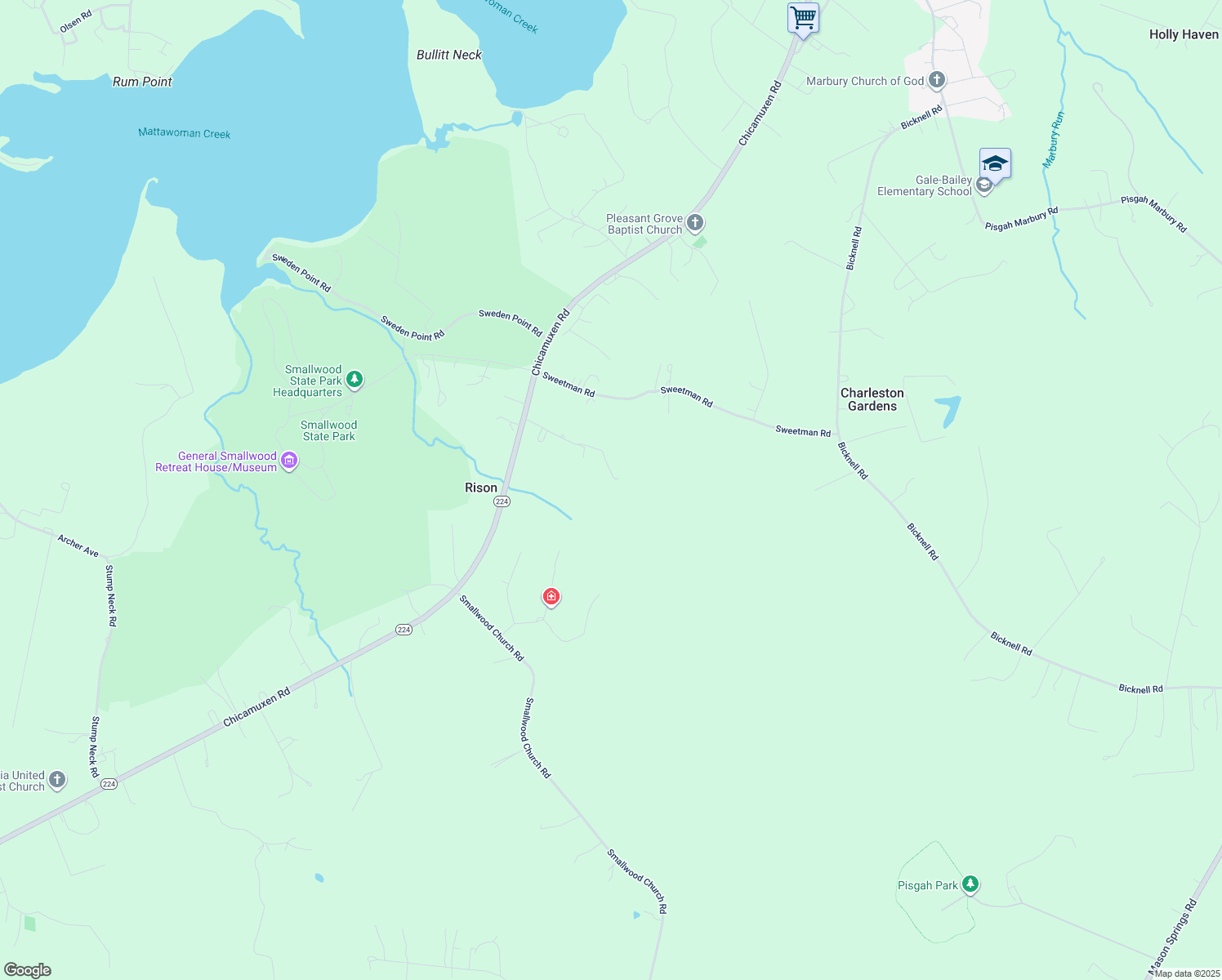 map of restaurants, bars, coffee shops, grocery stores, and more near 4105 Heritage Knolls Place in Indian Head