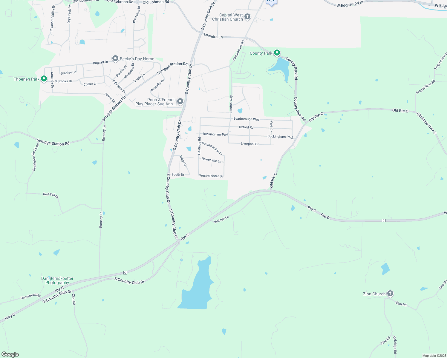 map of restaurants, bars, coffee shops, grocery stores, and more near 4007 Westminister Drive in Jefferson City