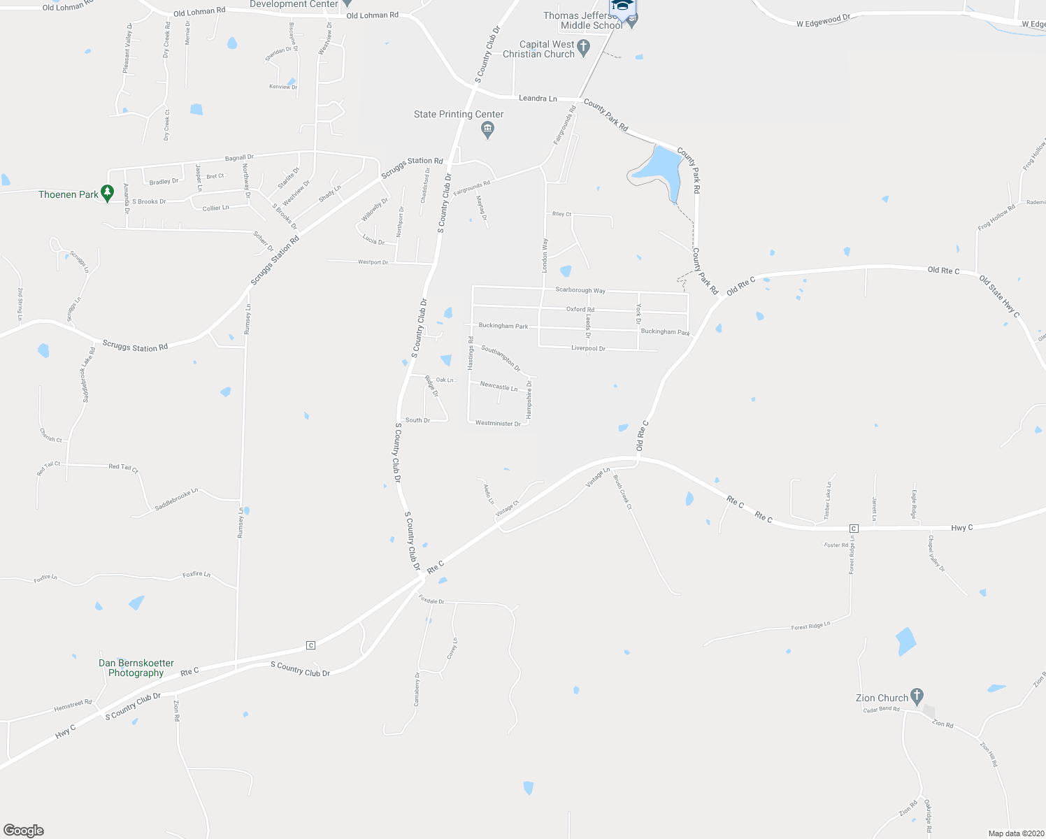 map of restaurants, bars, coffee shops, grocery stores, and more near 4010 Westminister Drive in Jefferson City
