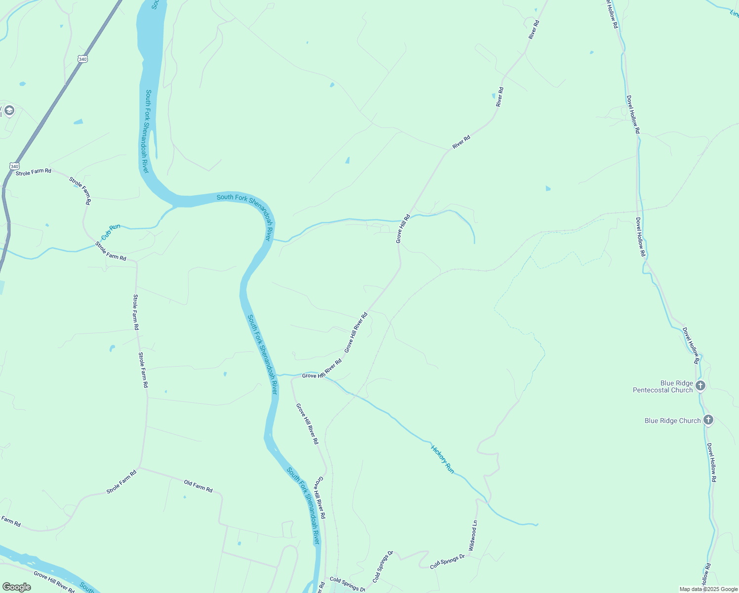 map of restaurants, bars, coffee shops, grocery stores, and more near 3134 Grove Hill River Road in Shenandoah