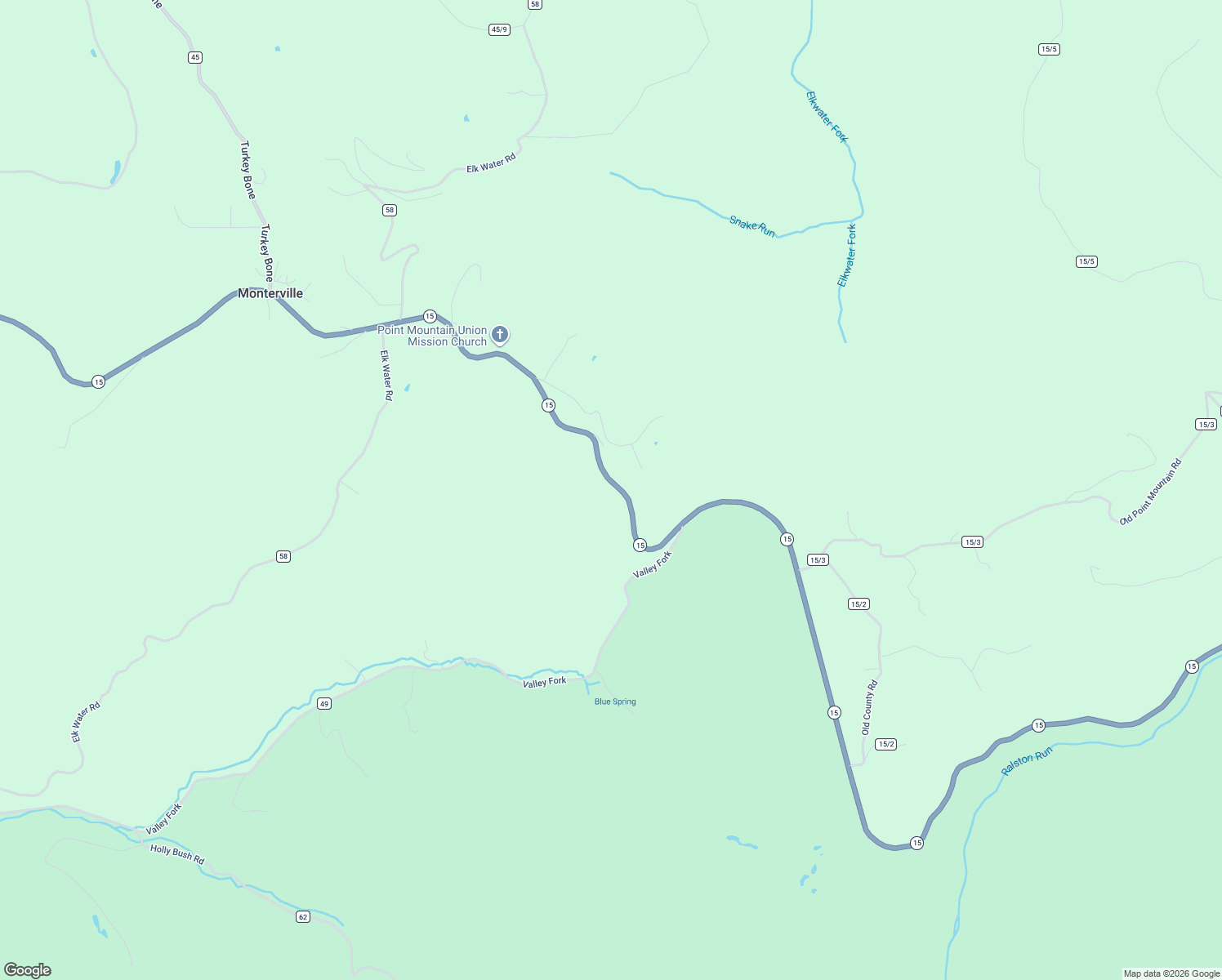 map of restaurants, bars, coffee shops, grocery stores, and more near 4253 Point Mountain Road in Monterville