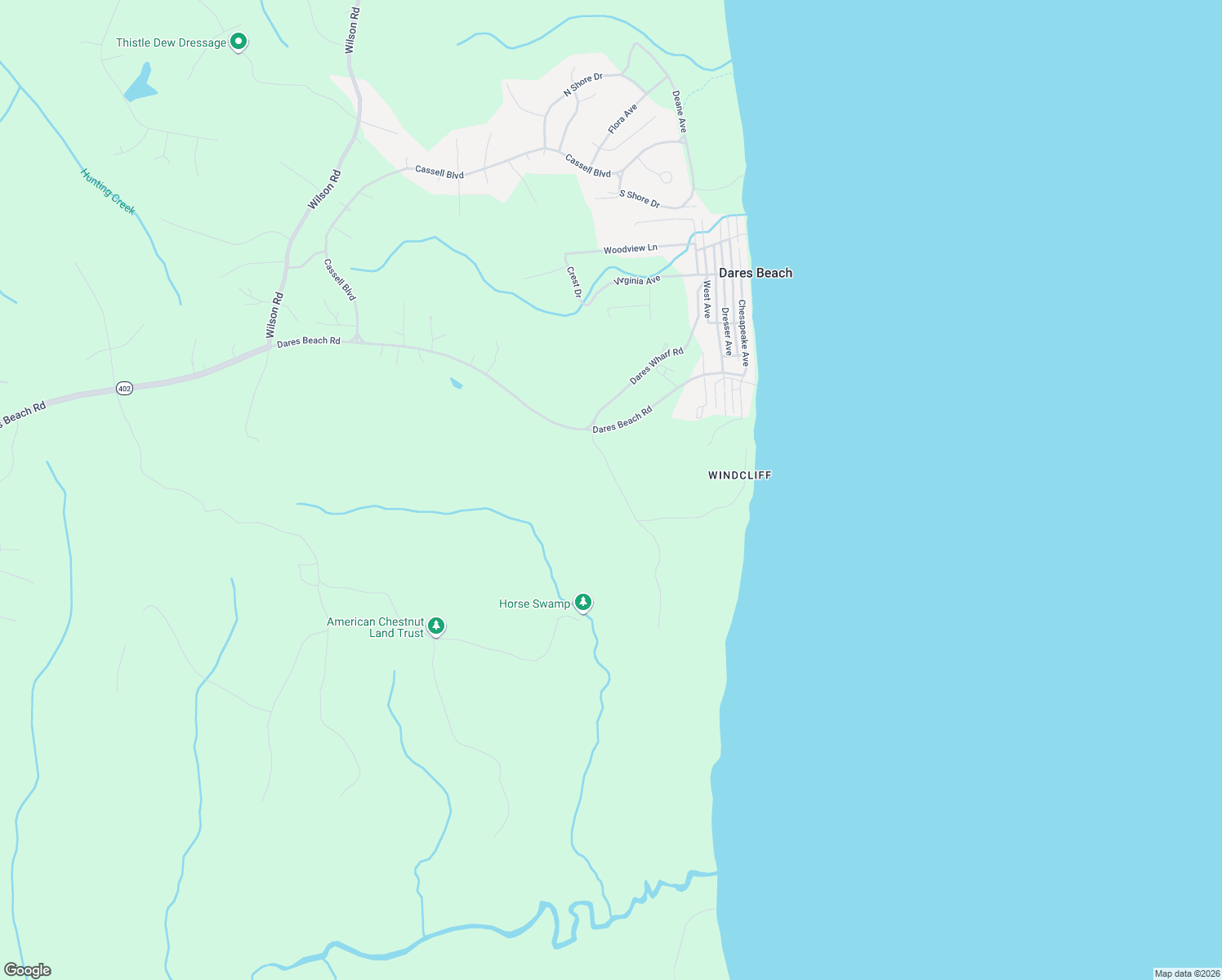 map of restaurants, bars, coffee shops, grocery stores, and more near 55 Goldstein Road in Prince Frederick