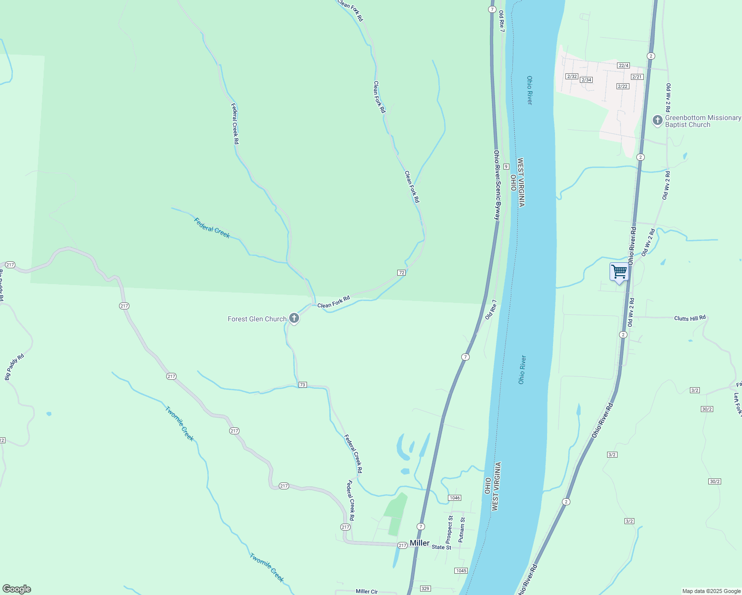 map of restaurants, bars, coffee shops, grocery stores, and more near 288 County Road 72 in Crown City