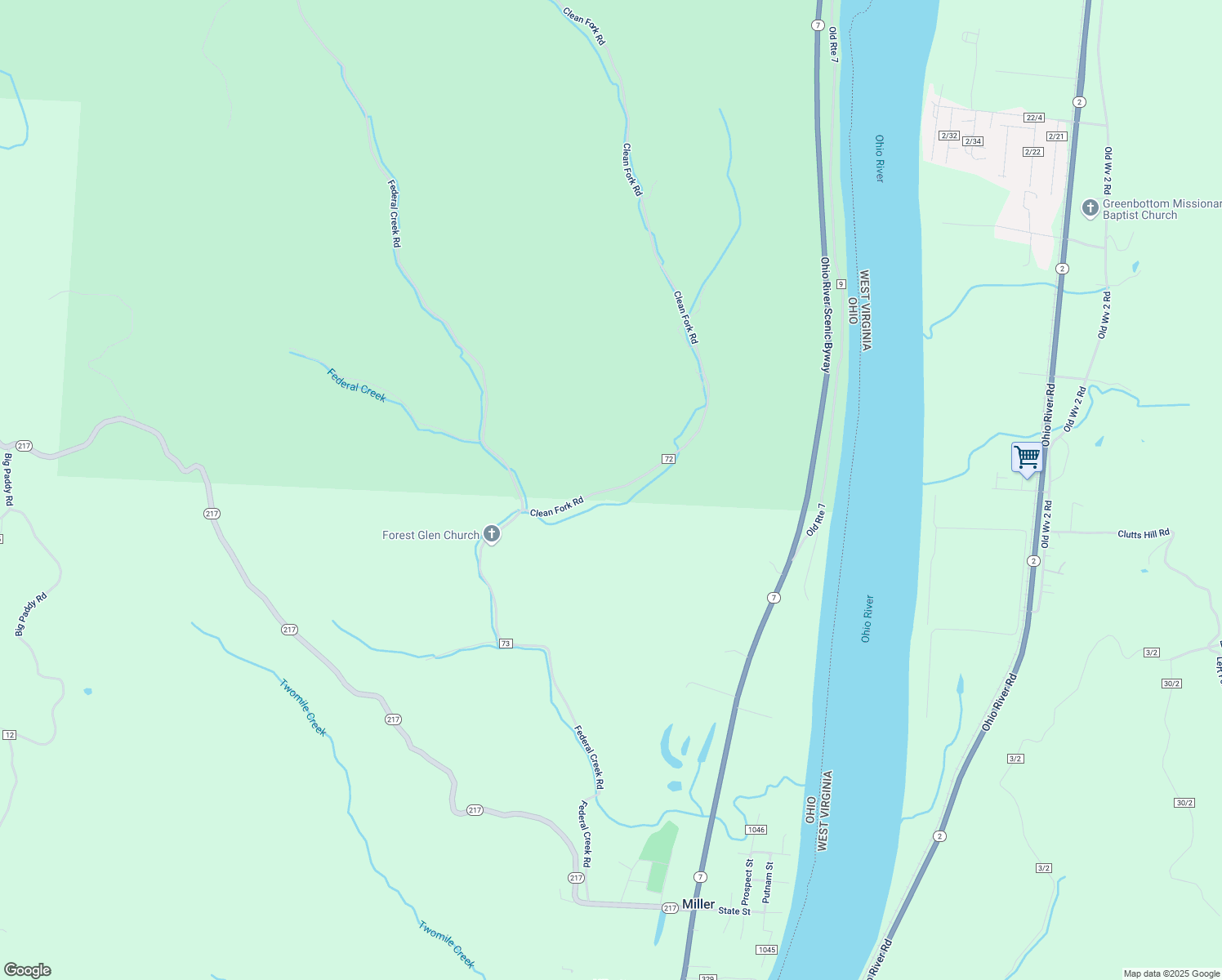 map of restaurants, bars, coffee shops, grocery stores, and more near 288 County Road 72 in Crown City