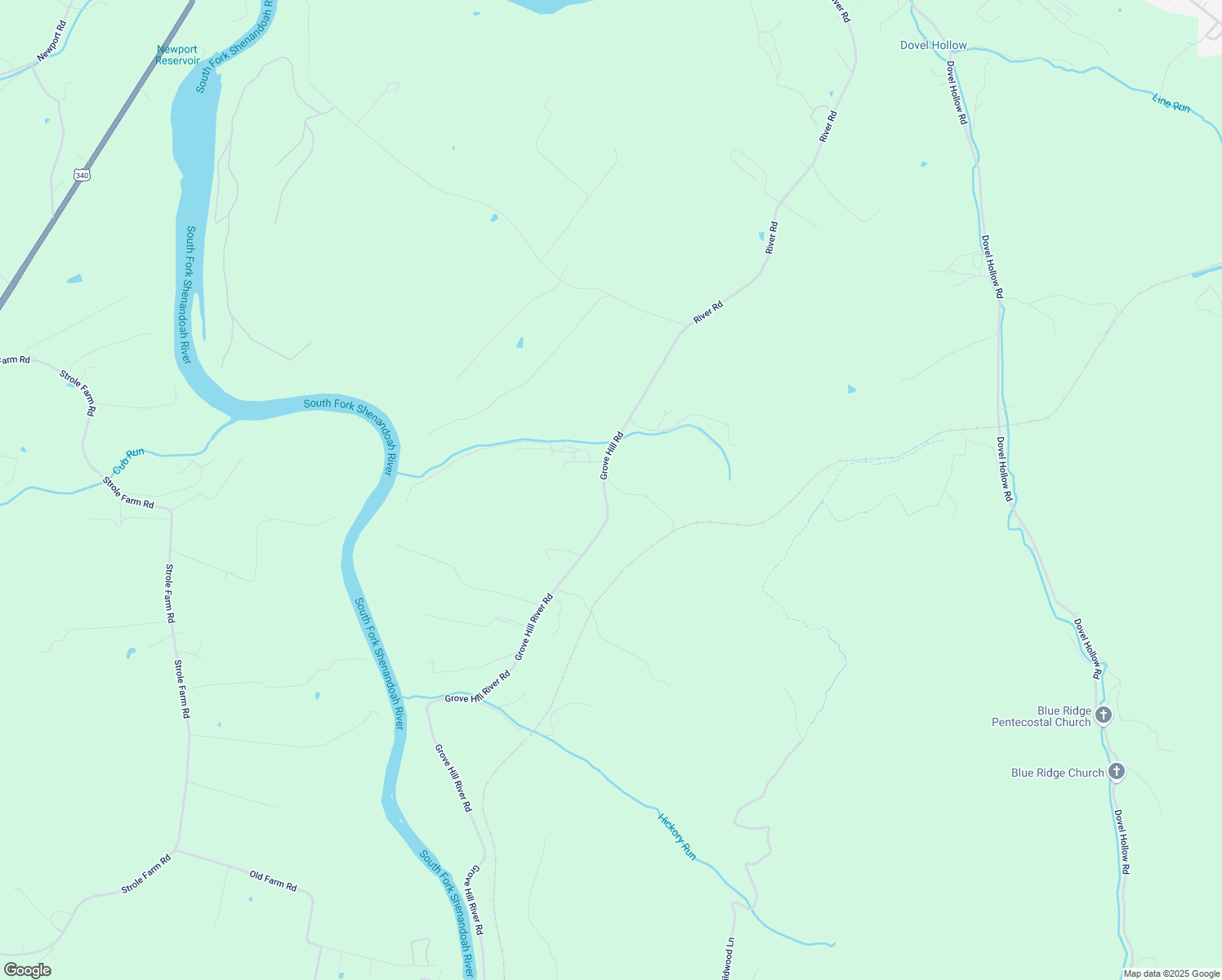 map of restaurants, bars, coffee shops, grocery stores, and more near 2887 Grove Hill River Road in Shenandoah