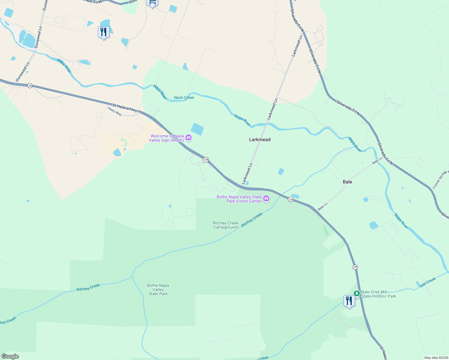 map of restaurants, bars, coffee shops, grocery stores, and more near in Napa County