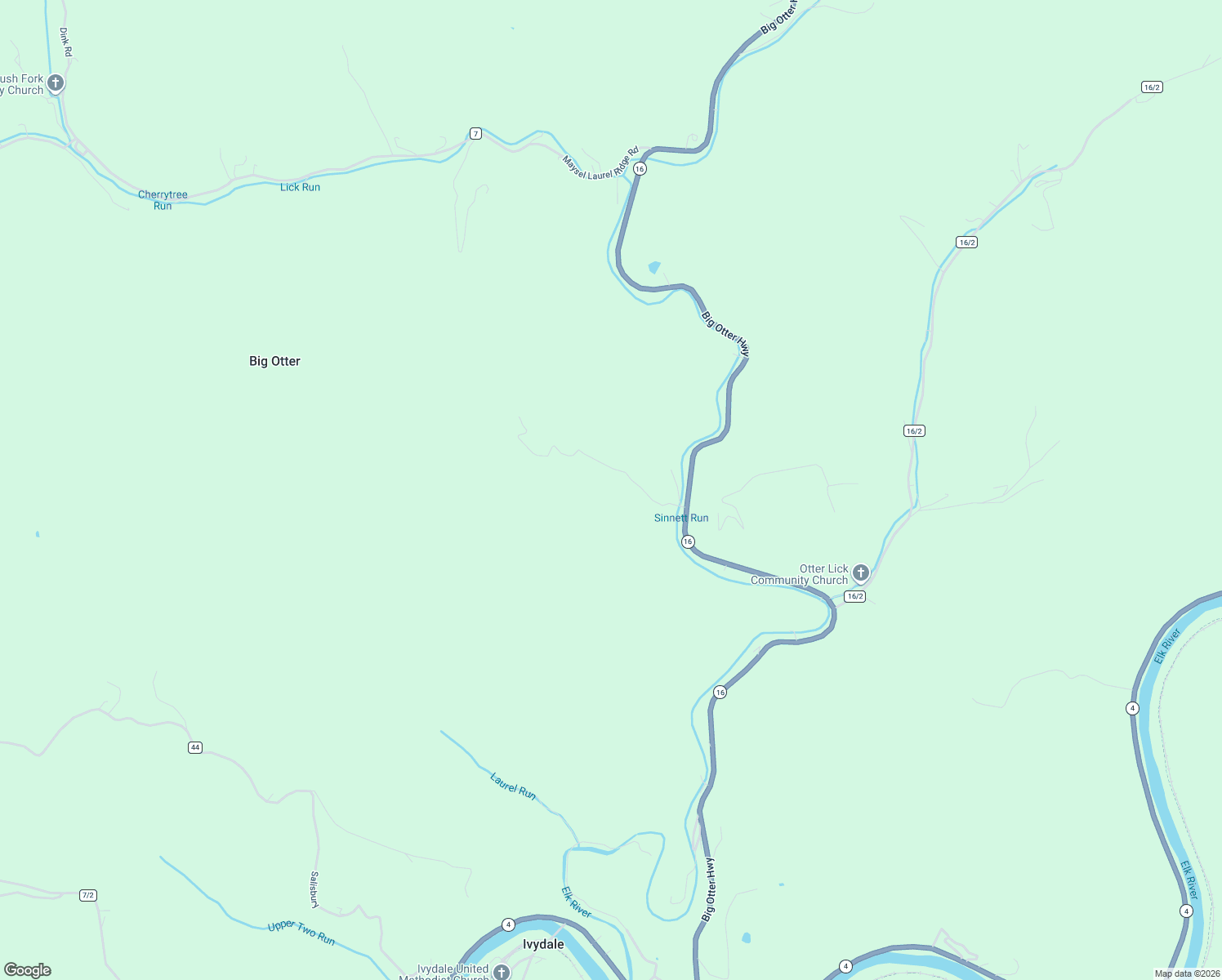 map of restaurants, bars, coffee shops, grocery stores, and more near 2119 Big Otter Highway in Ivydale