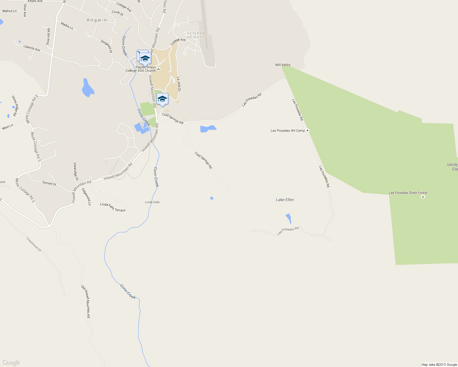 map of restaurants, bars, coffee shops, grocery stores, and more near 405 Cold Springs Road in Angwin