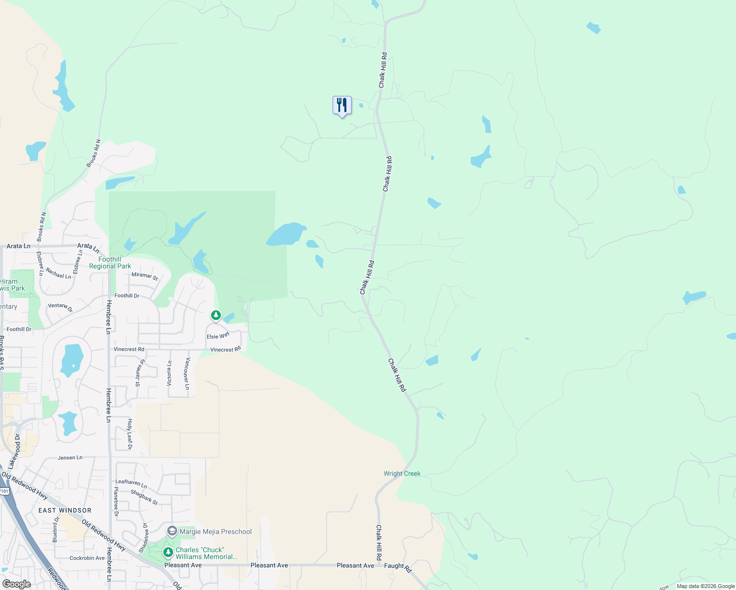 map of restaurants, bars, coffee shops, grocery stores, and more near 9410 Chalk Hill Road in Healdsburg