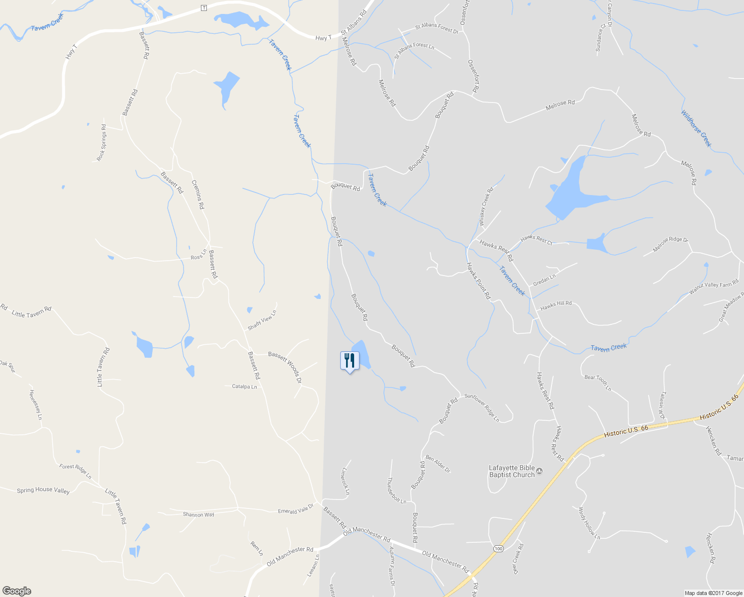 map of restaurants, bars, coffee shops, grocery stores, and more near 3502 Bouquet Road in Pacific