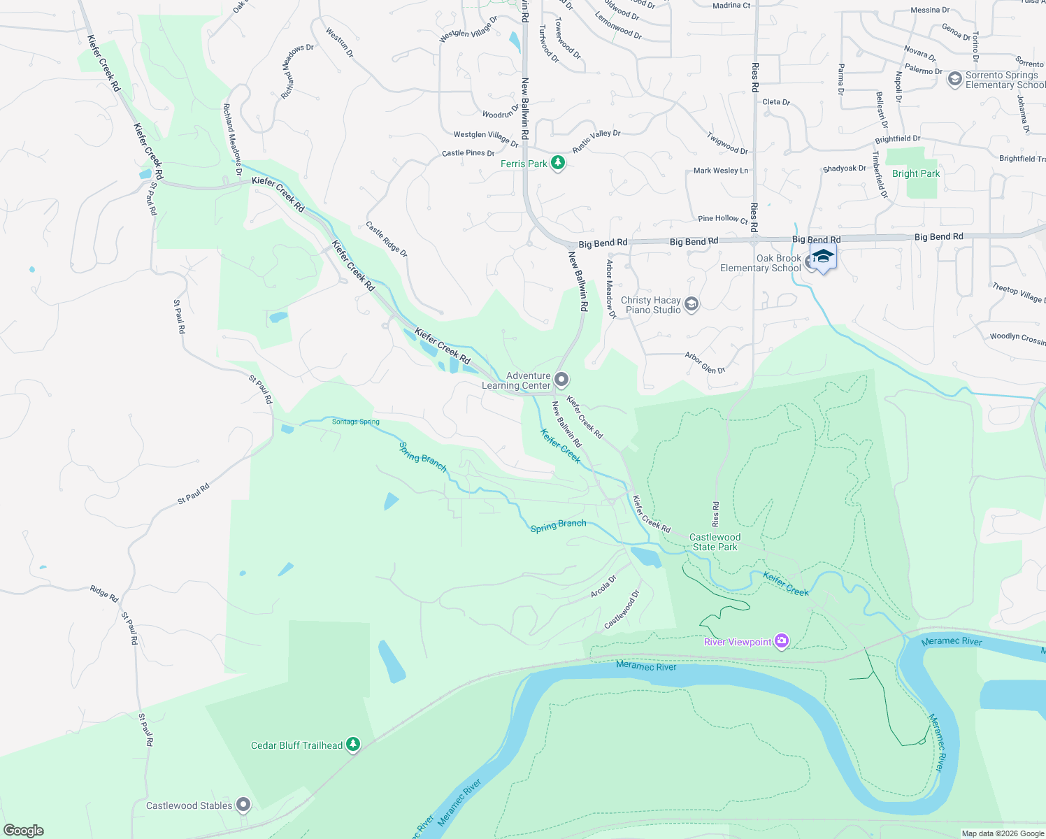 map of restaurants, bars, coffee shops, grocery stores, and more near 34 Pleasant Valley Dr in Ballwin