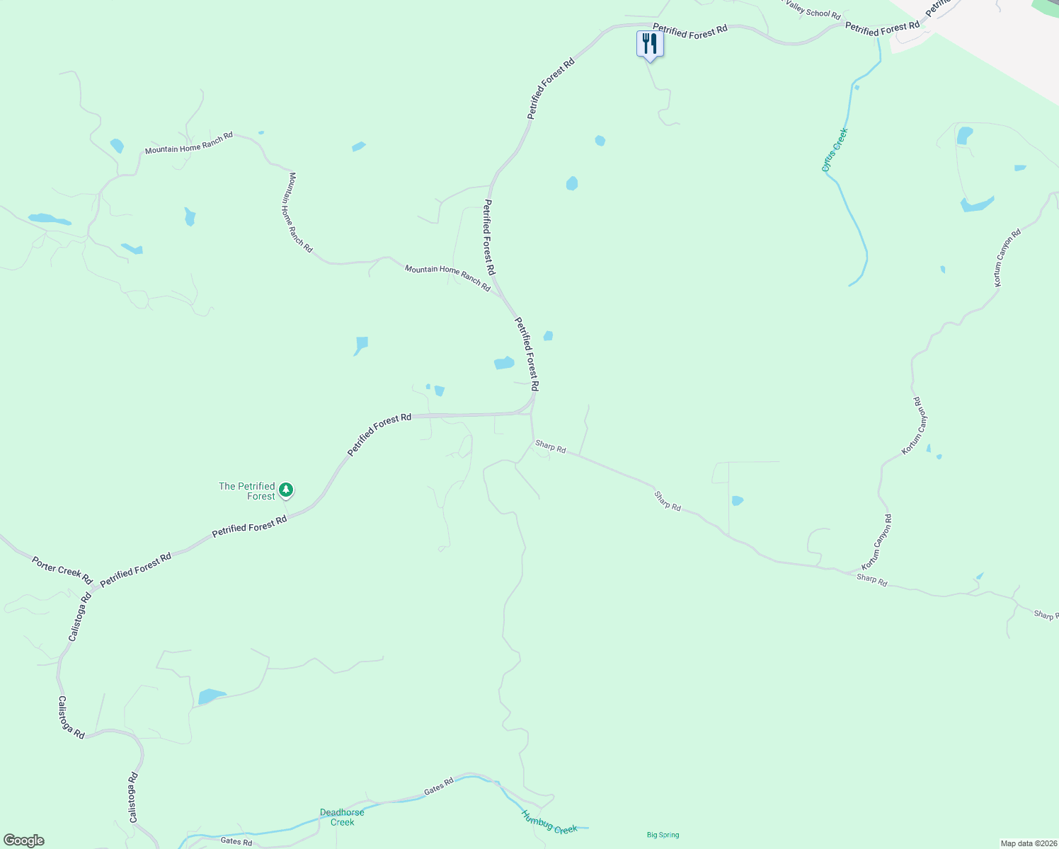 map of restaurants, bars, coffee shops, grocery stores, and more near 5160 Sharp Road in Calistoga