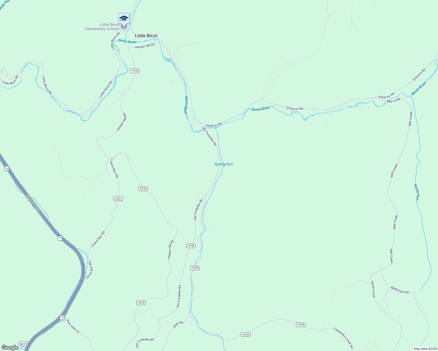 map of restaurants, bars, coffee shops, grocery stores, and more near 8555 Old Turnpike Rd in Little Birch