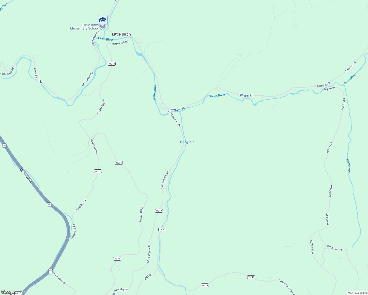 map of restaurants, bars, coffee shops, grocery stores, and more near 8555 Old Turnpike Rd in Little Birch