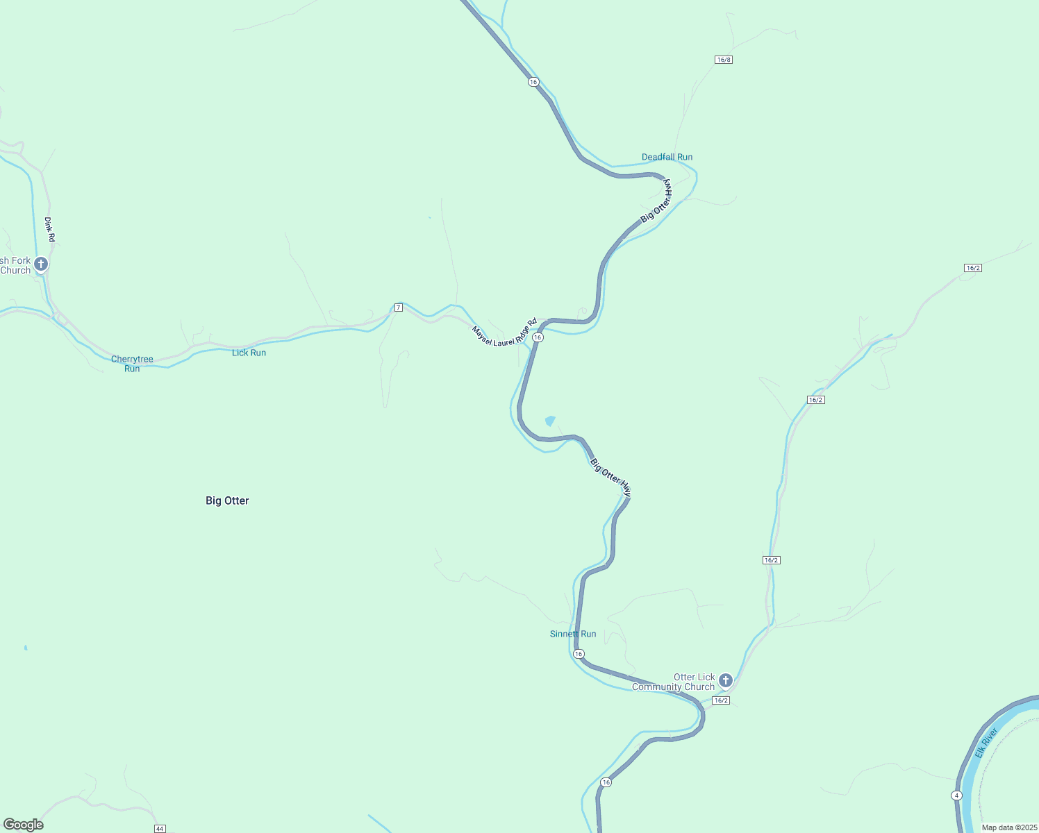 map of restaurants, bars, coffee shops, grocery stores, and more near West Virginia 16 in Ivydale