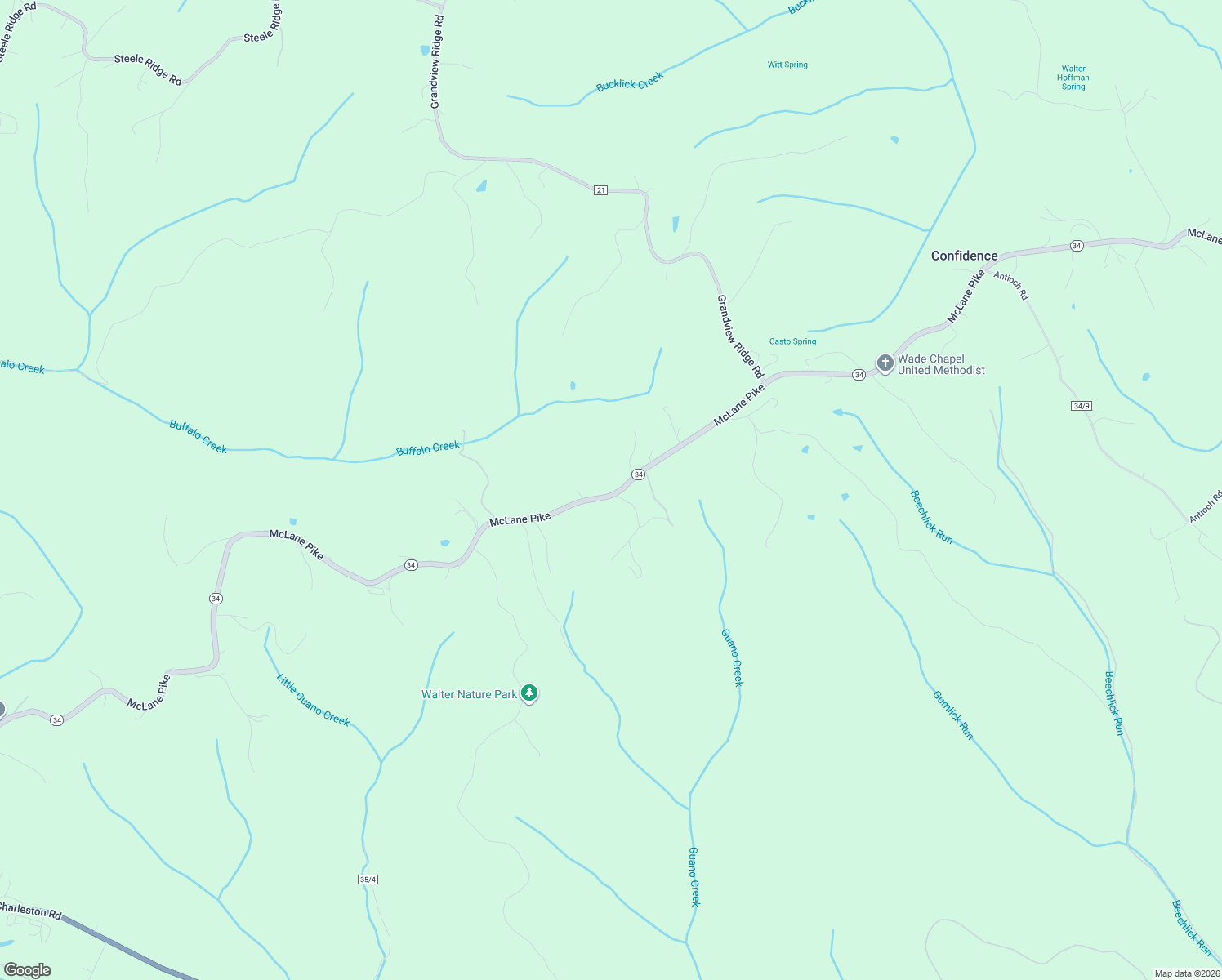 map of restaurants, bars, coffee shops, grocery stores, and more near 3607 McLane Pike in Putnam County