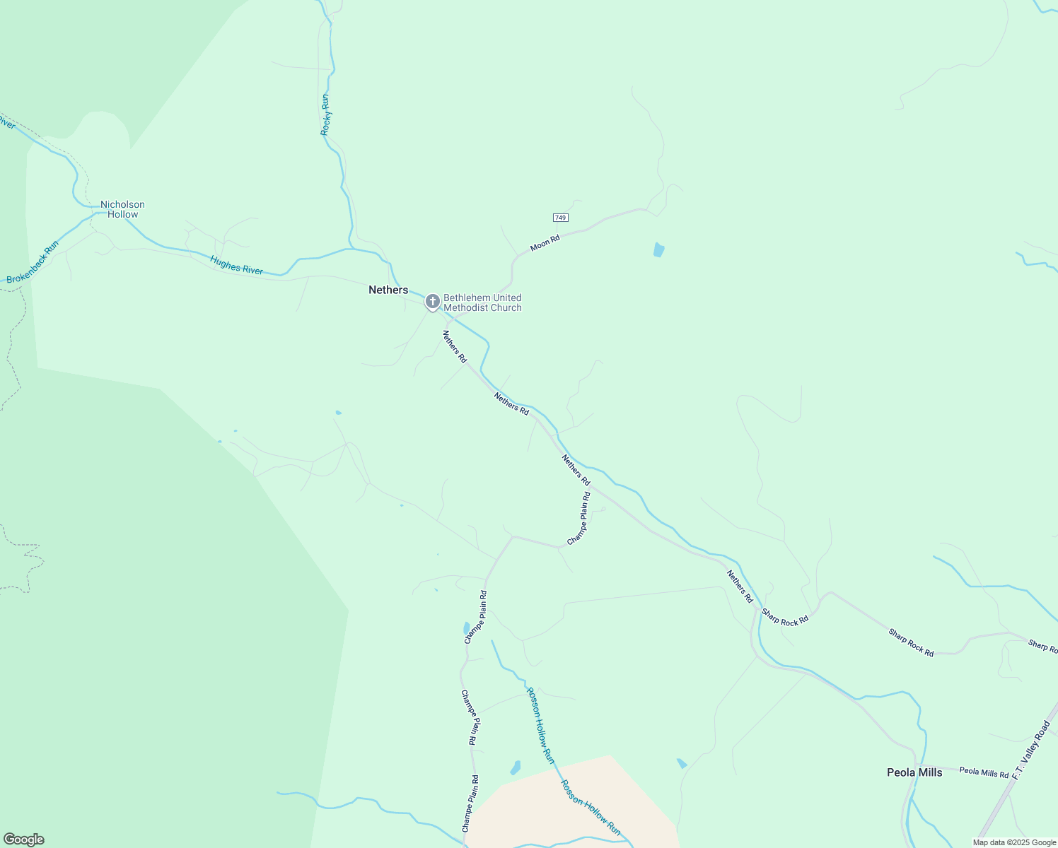 map of restaurants, bars, coffee shops, grocery stores, and more near 1415 Nethers Road in Sperryville