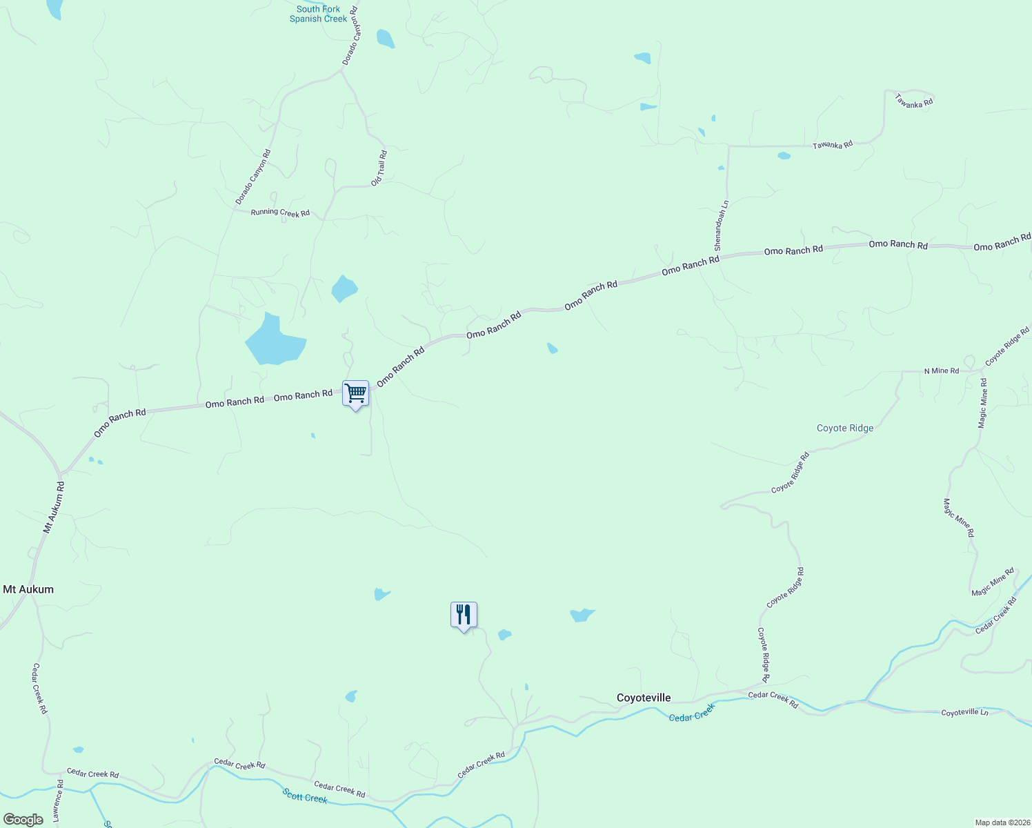 map of restaurants, bars, coffee shops, grocery stores, and more near 3090 Omo Ranch Road in Somerset