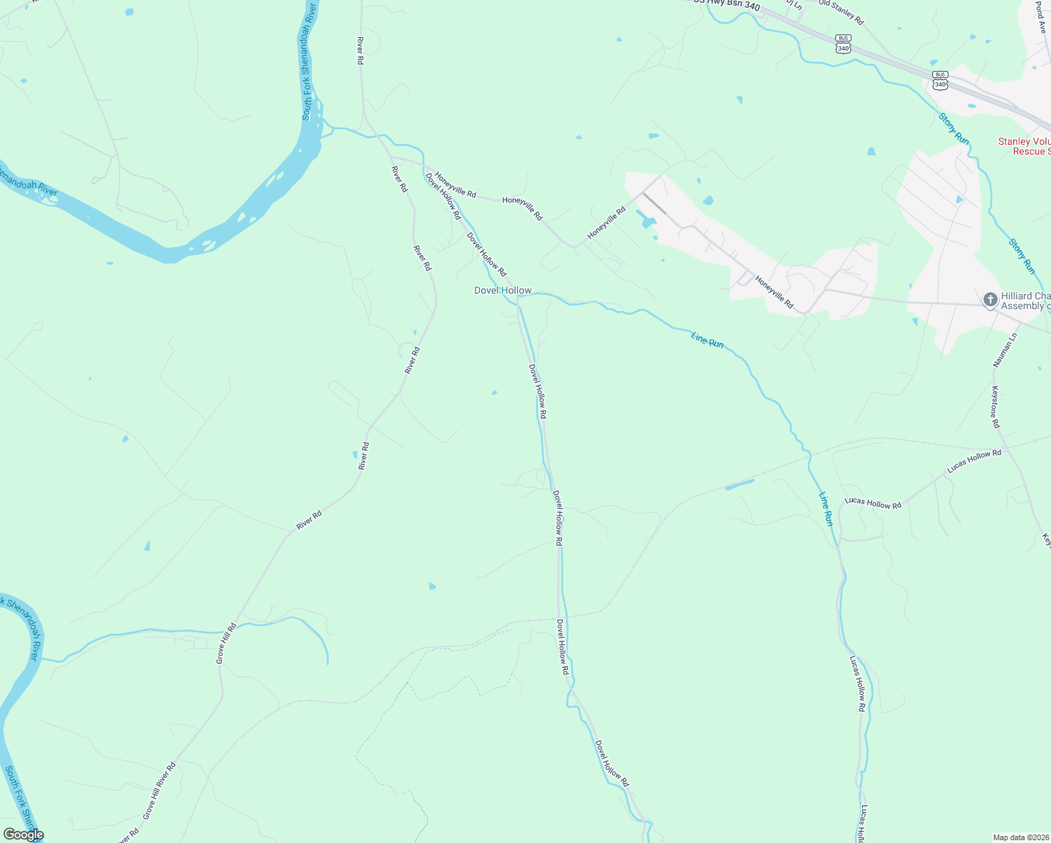 map of restaurants, bars, coffee shops, grocery stores, and more near 983 Dovel Hollow Road in Stanley