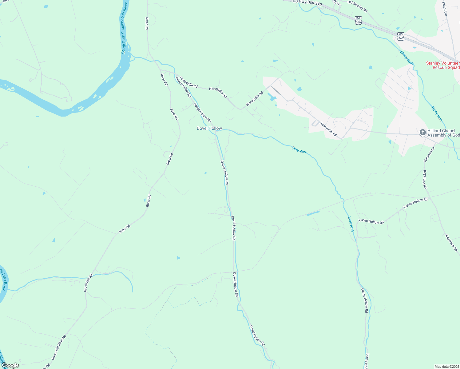 map of restaurants, bars, coffee shops, grocery stores, and more near 983 Dovel Hollow Road in Stanley