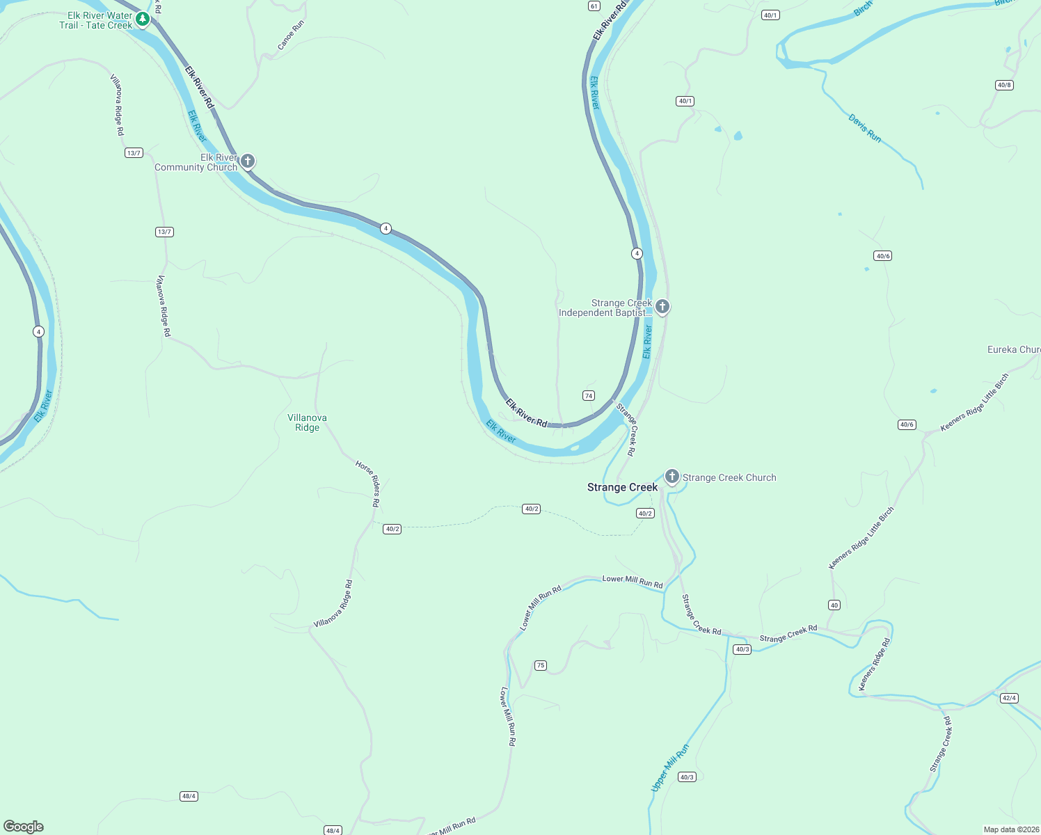 map of restaurants, bars, coffee shops, grocery stores, and more near 2678 Elk River Road in Frametown