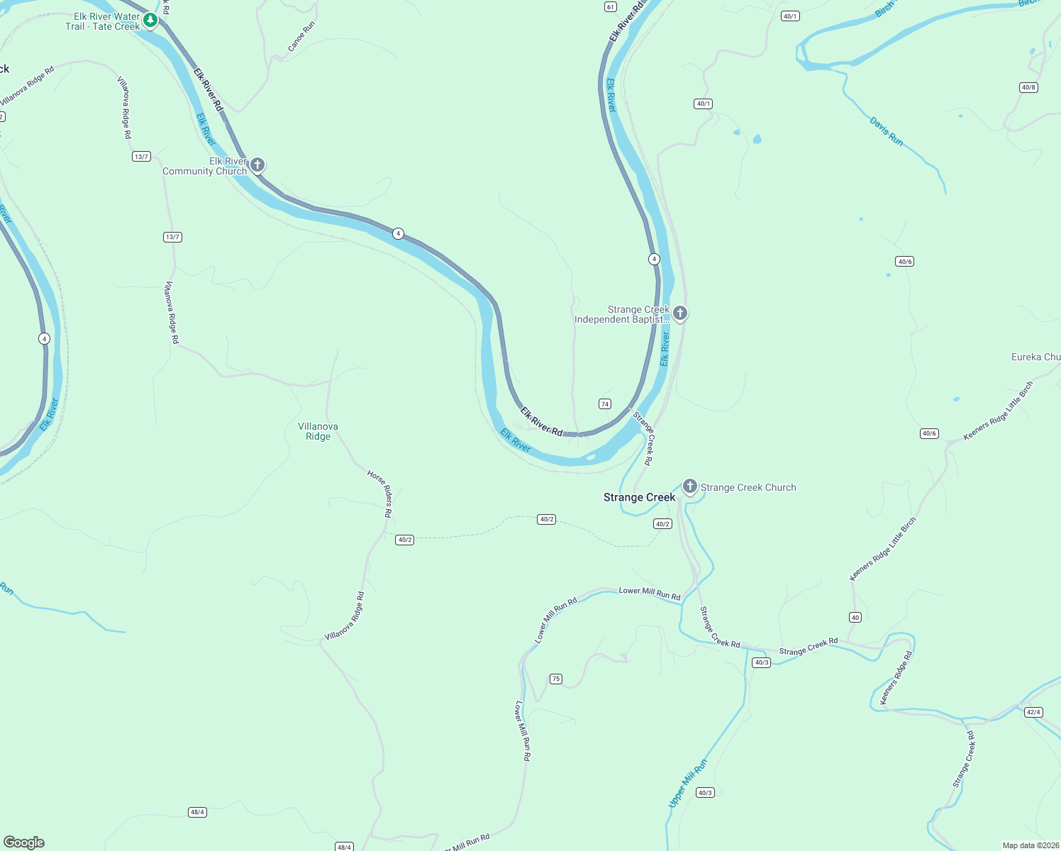 map of restaurants, bars, coffee shops, grocery stores, and more near 2678 Elk River Road in Frametown