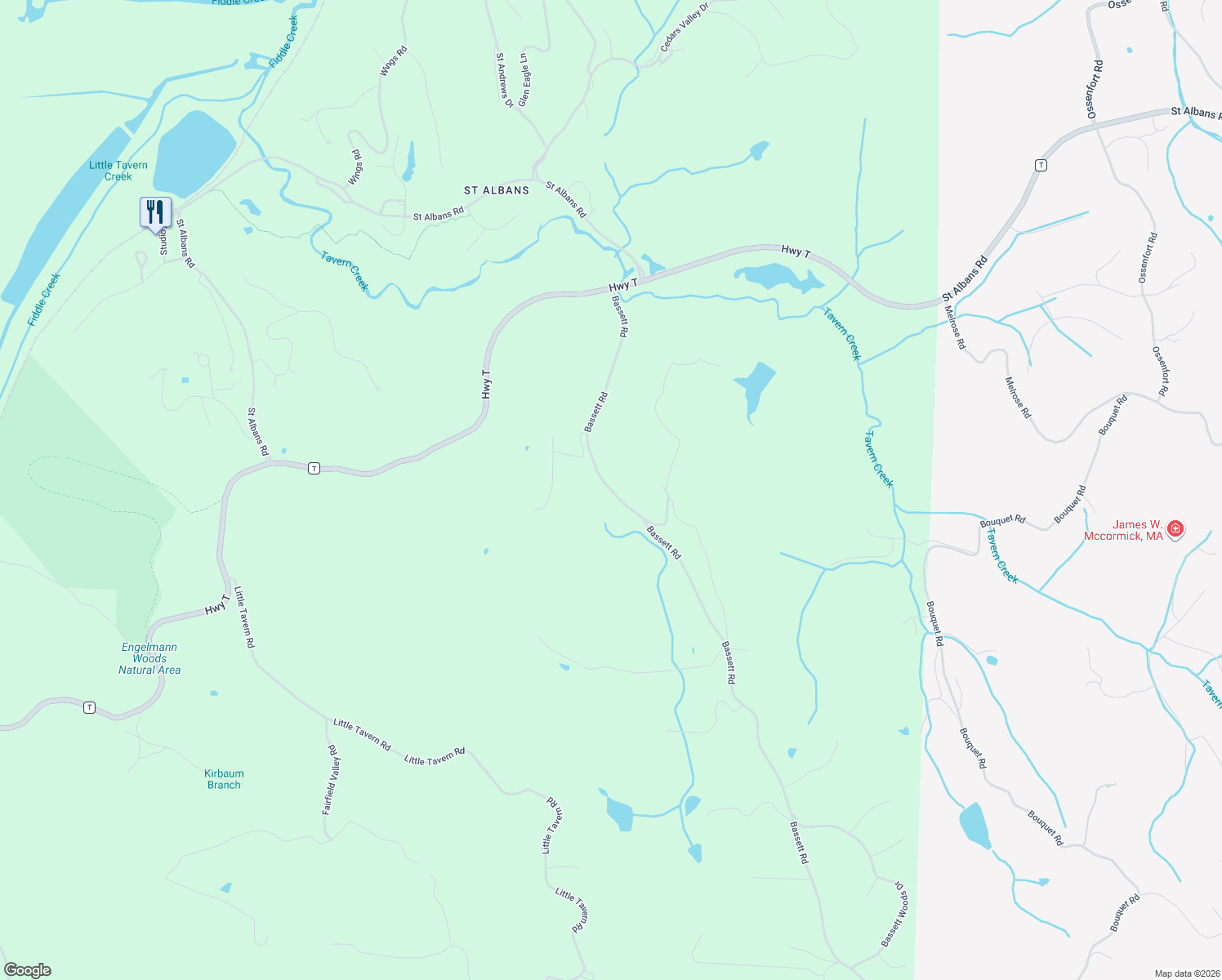 map of restaurants, bars, coffee shops, grocery stores, and more near 3480 Bassett Road in Pacific
