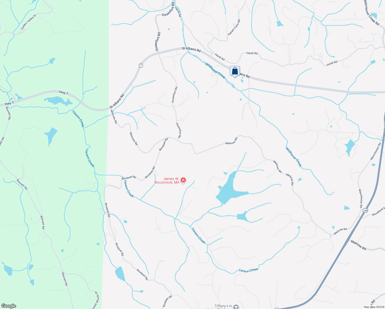 map of restaurants, bars, coffee shops, grocery stores, and more near 19506 Melrose Road in Wildwood