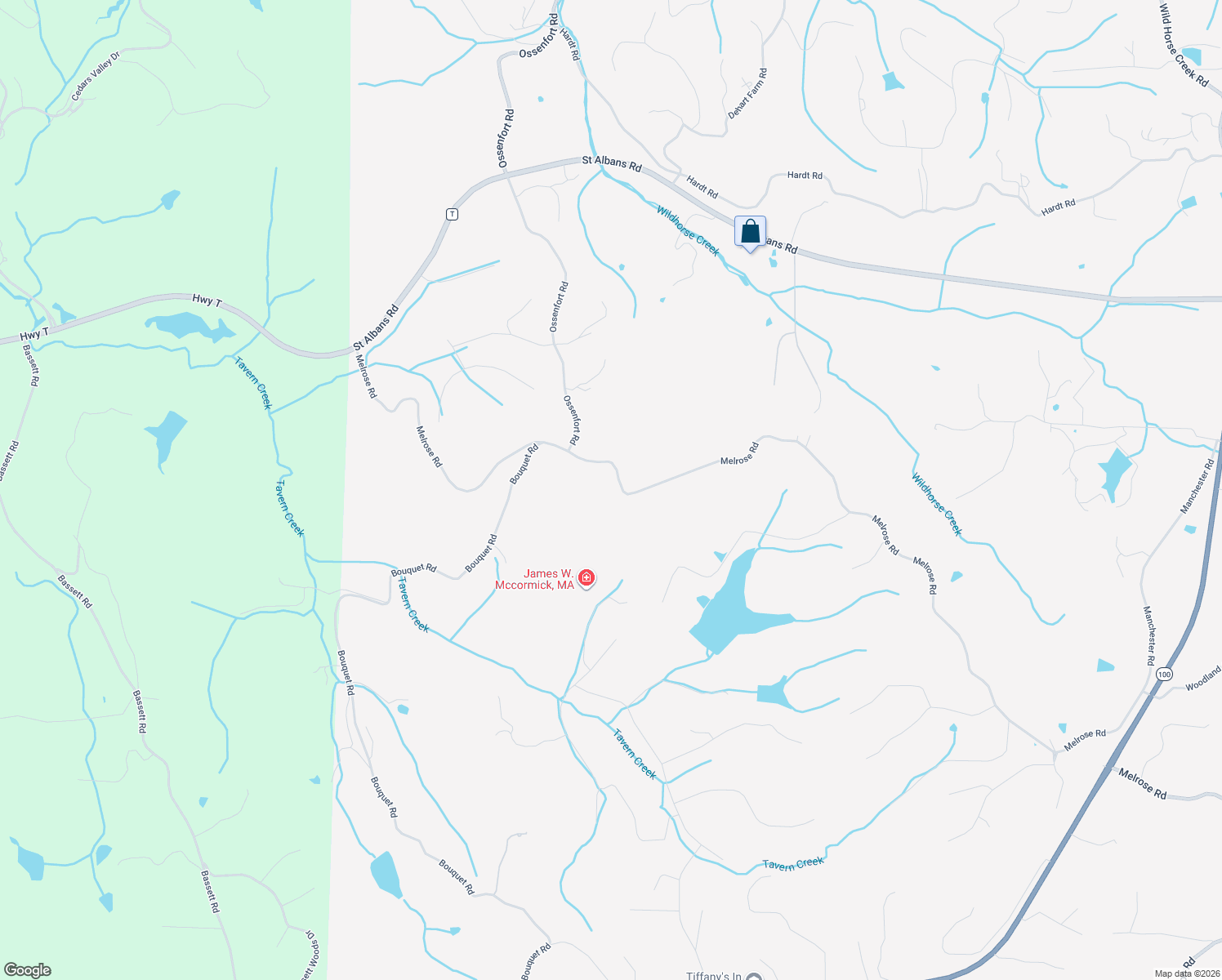 map of restaurants, bars, coffee shops, grocery stores, and more near 19506 Melrose Road in Wildwood