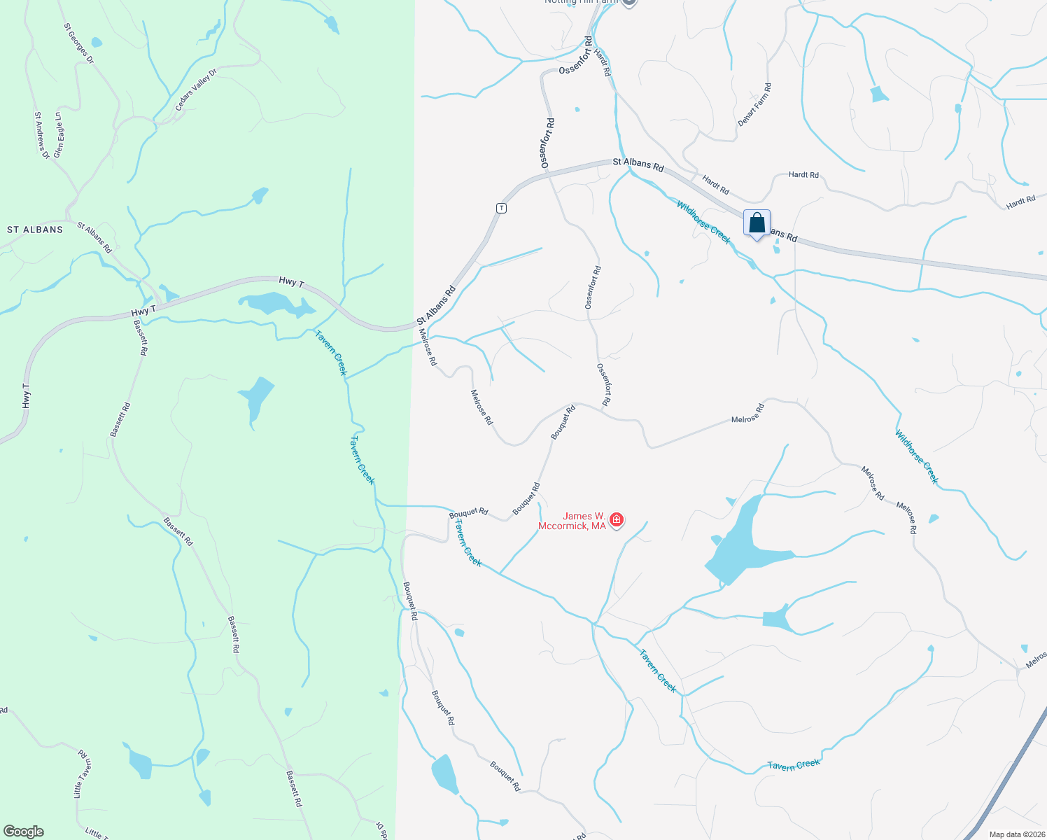 map of restaurants, bars, coffee shops, grocery stores, and more near 19575 Melrose Road in Wildwood