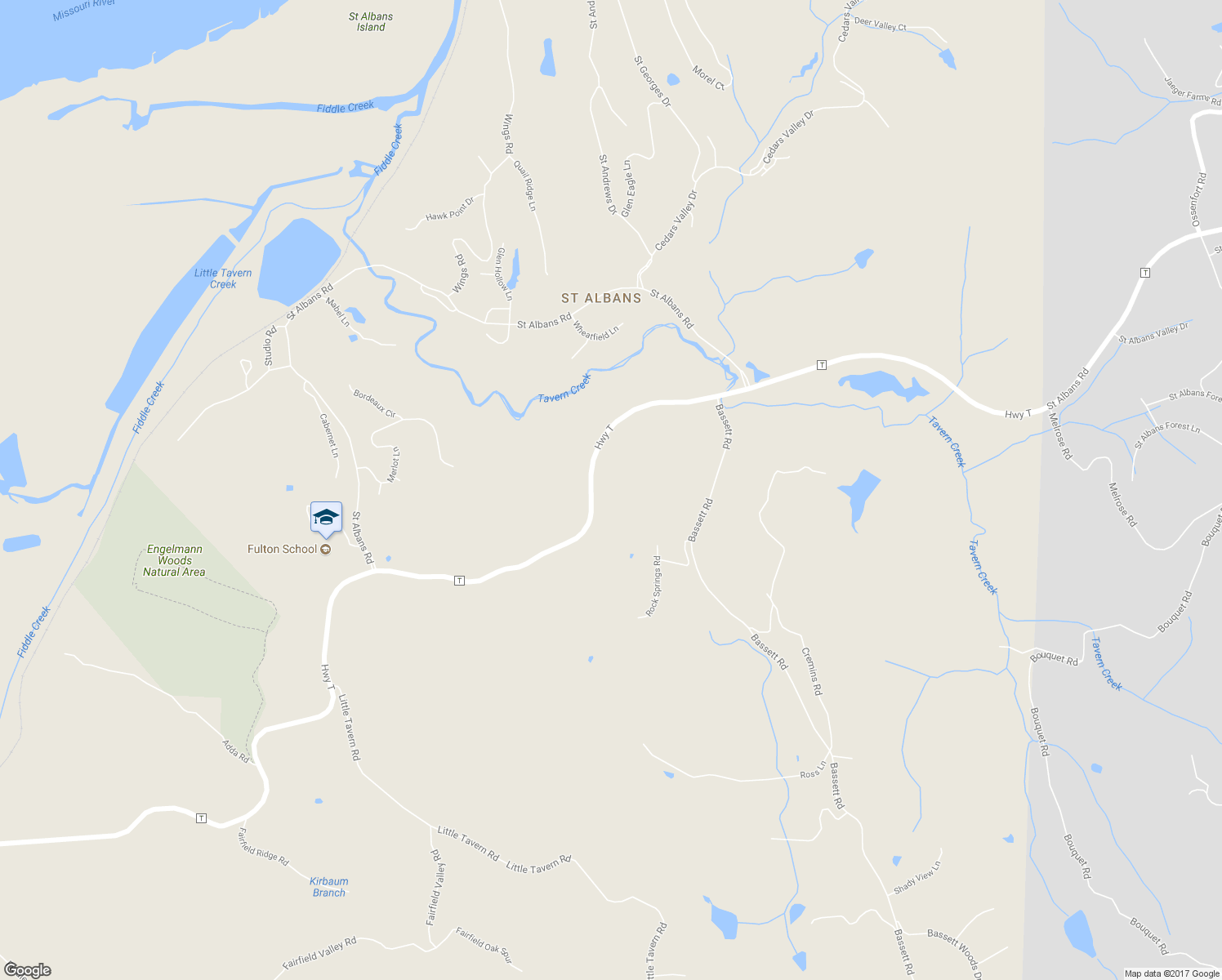 map of restaurants, bars, coffee shops, grocery stores, and more near 616 Highway T in Pacific