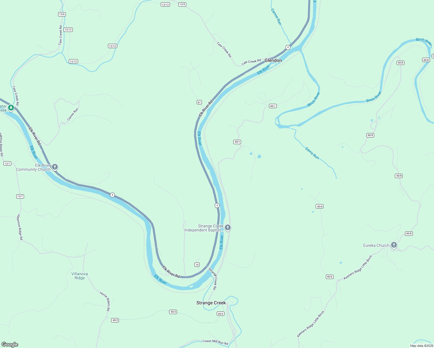 map of restaurants, bars, coffee shops, grocery stores, and more near 3770 Elk River Road in Gassaway
