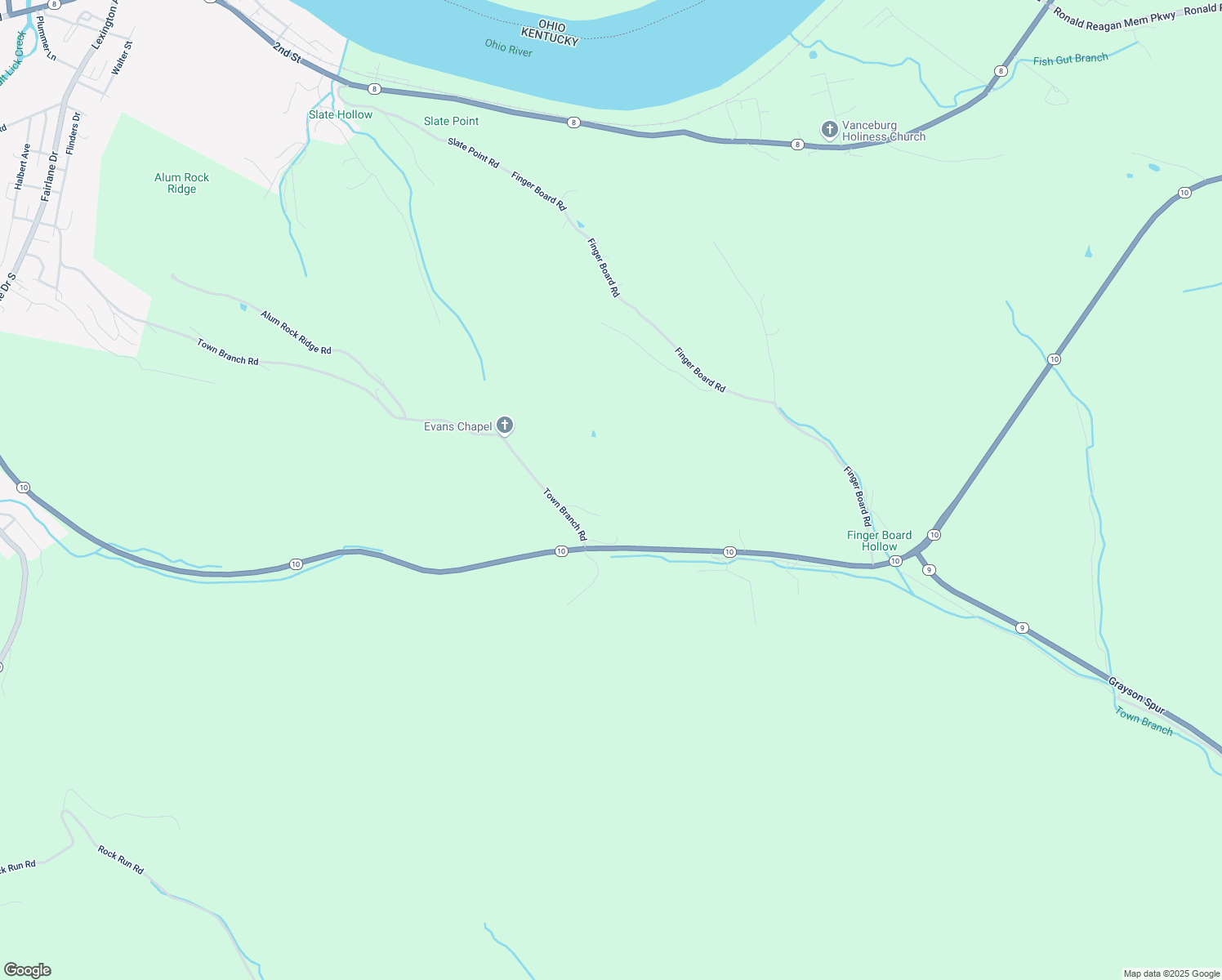map of restaurants, bars, coffee shops, grocery stores, and more near 85 Gilliam Branch Road in Vanceburg