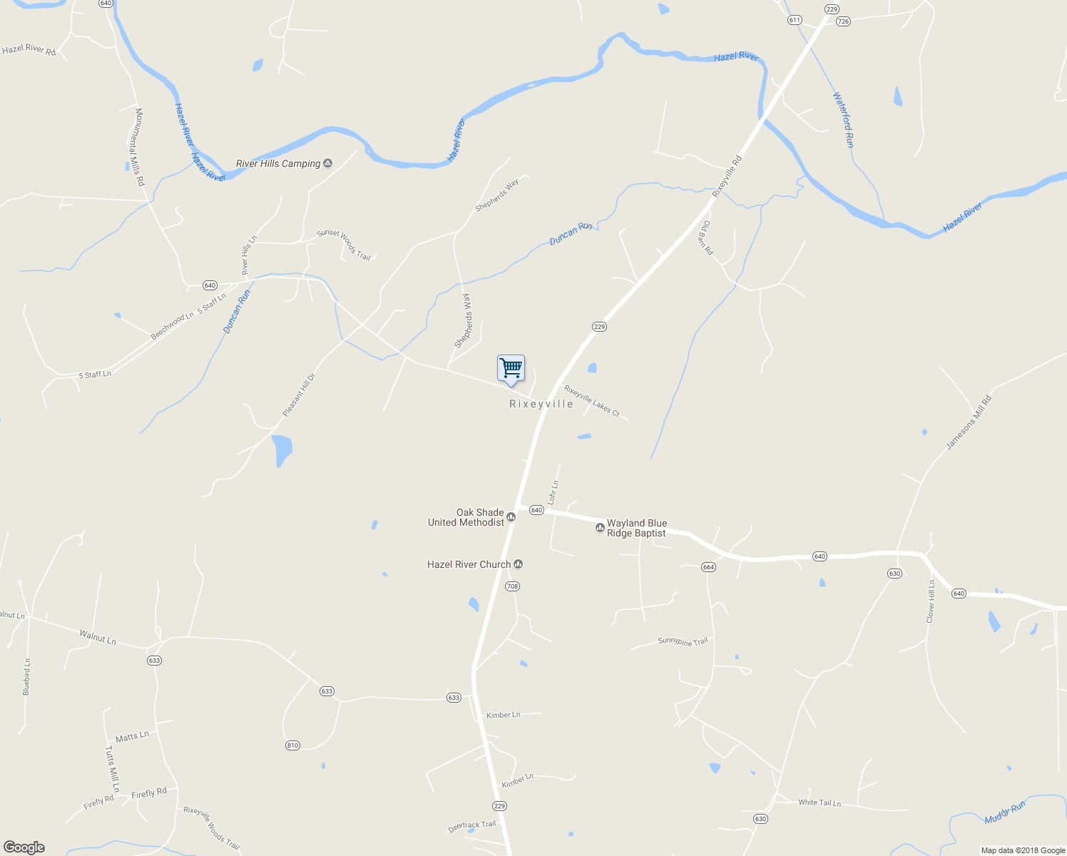 map of restaurants, bars, coffee shops, grocery stores, and more near 9090 Rixeyville Road in Rixeyville