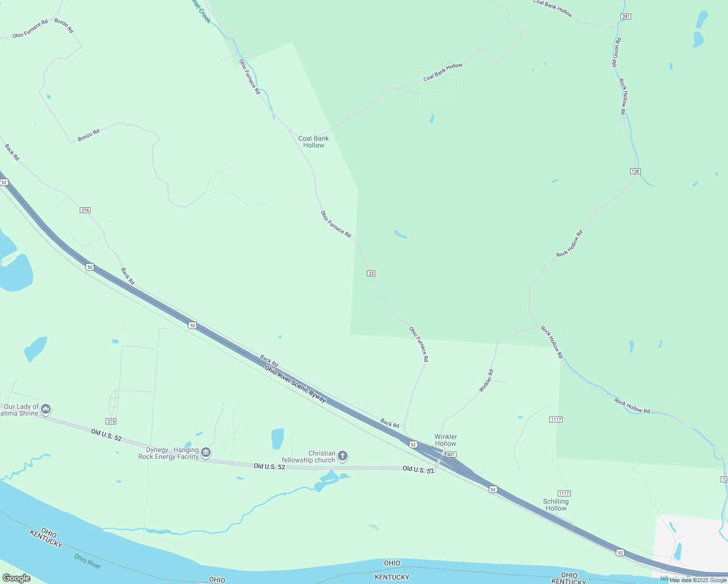 map of restaurants, bars, coffee shops, grocery stores, and more near 1063 County Road 23 in Ironton