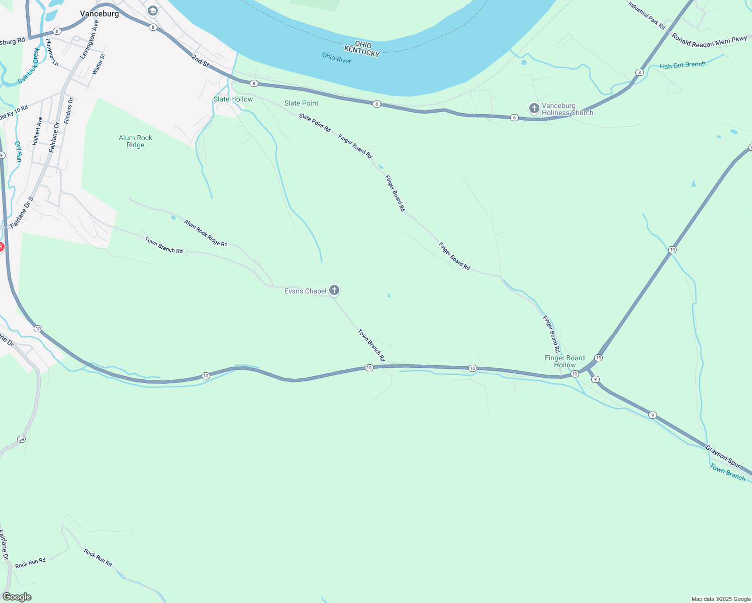 map of restaurants, bars, coffee shops, grocery stores, and more near 85 Gilliam Branch Road in Vanceburg