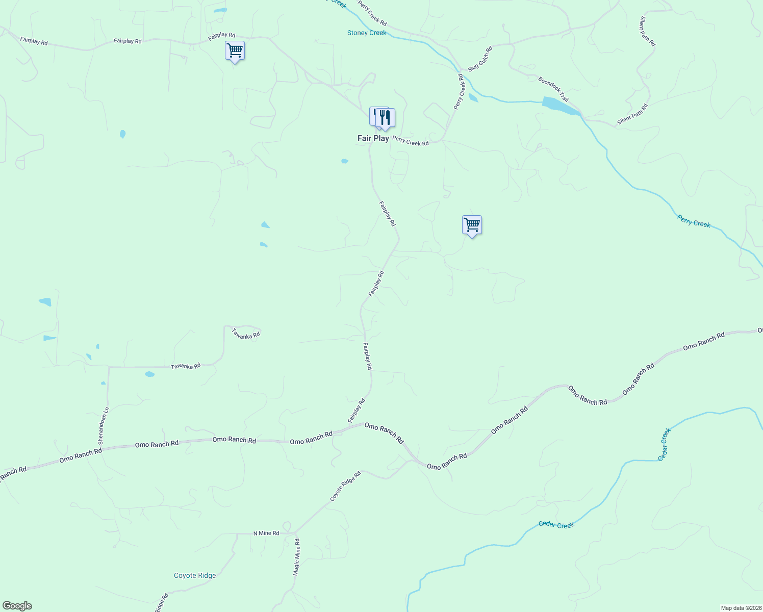 map of restaurants, bars, coffee shops, grocery stores, and more near 8235 Fairplay Road in Somerset