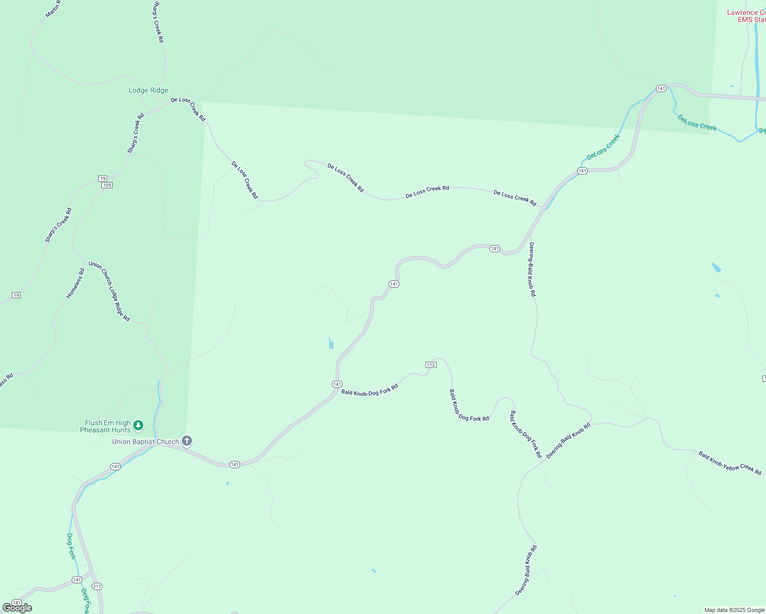 map of restaurants, bars, coffee shops, grocery stores, and more near 11402 Ohio 141 in Kitts Hill