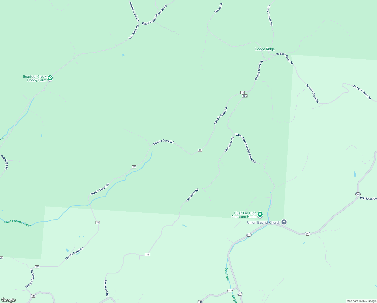 map of restaurants, bars, coffee shops, grocery stores, and more near 2561 County Road 19 in Kitts Hill