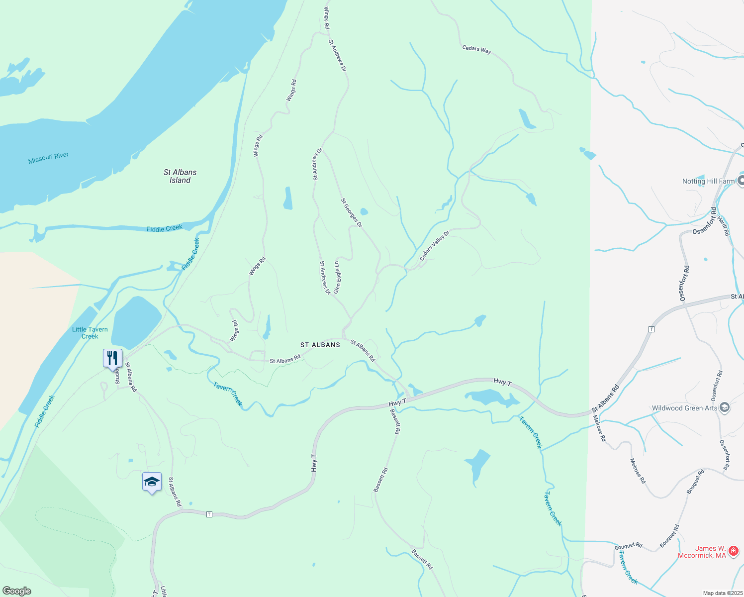 map of restaurants, bars, coffee shops, grocery stores, and more near 108 Club Creek Court in Franklin County