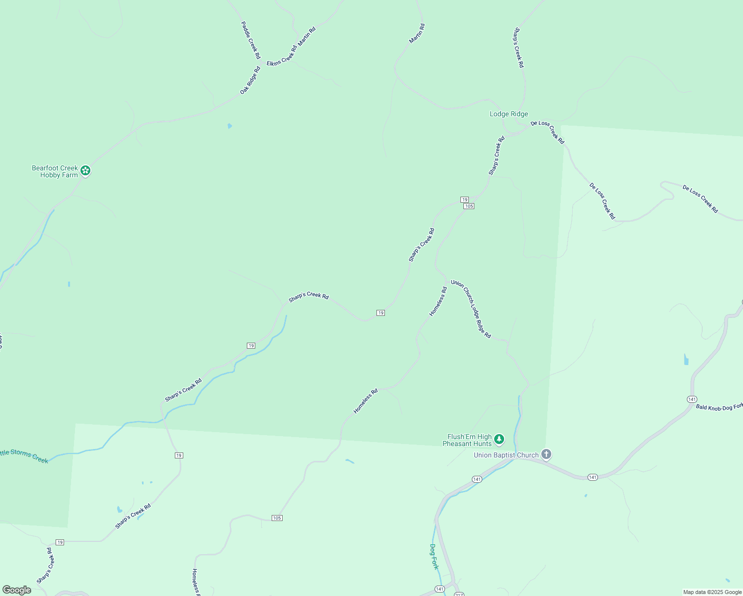 map of restaurants, bars, coffee shops, grocery stores, and more near 2561 County Road 19 in Kitts Hill