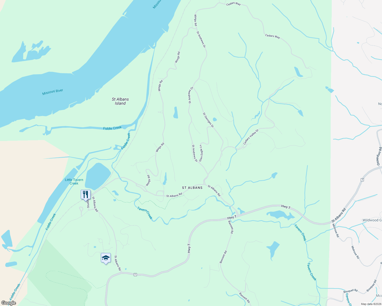 map of restaurants, bars, coffee shops, grocery stores, and more near 236 Saint Andrews Drive in Franklin County