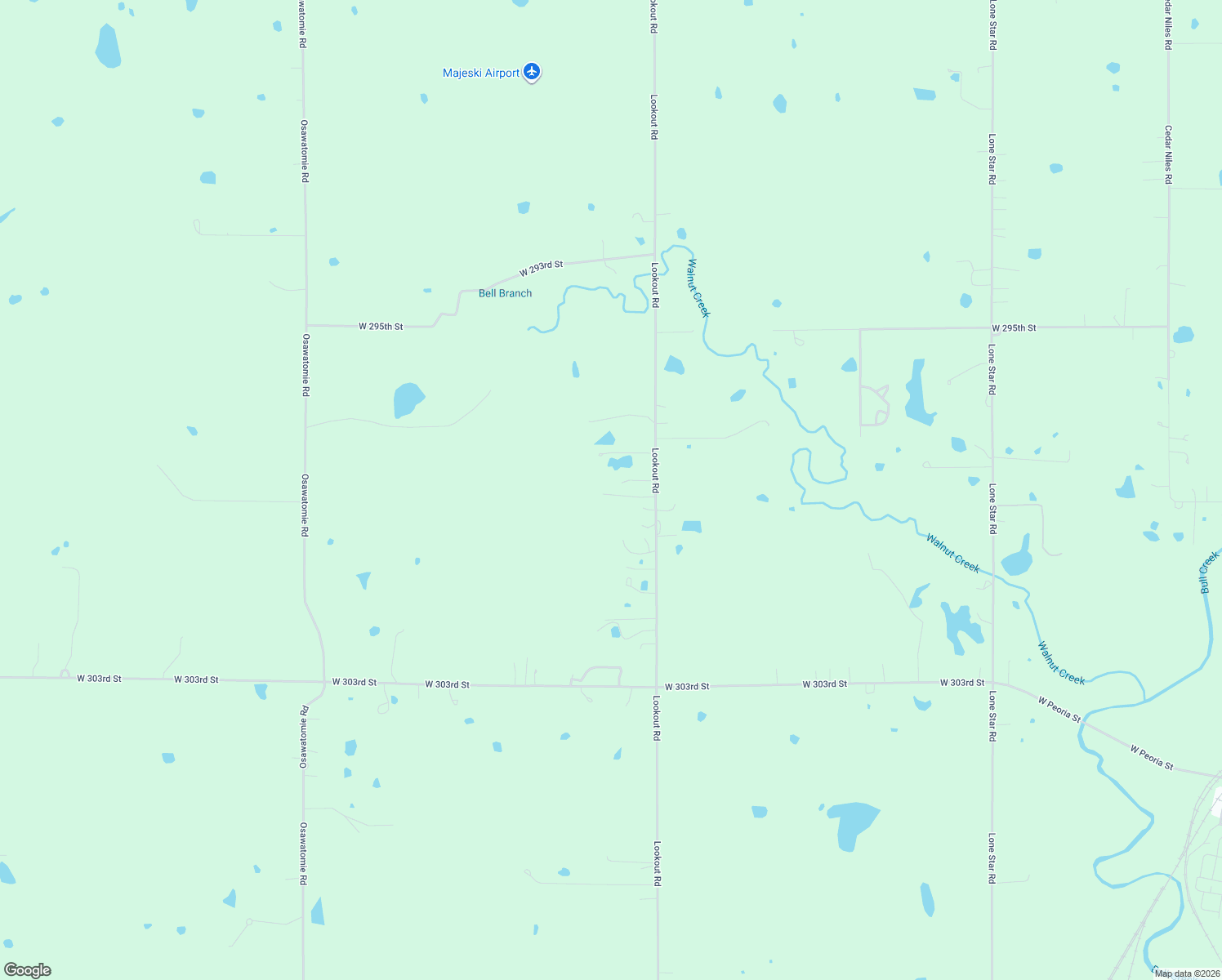 map of restaurants, bars, coffee shops, grocery stores, and more near 29870 Lookout Road in Paola